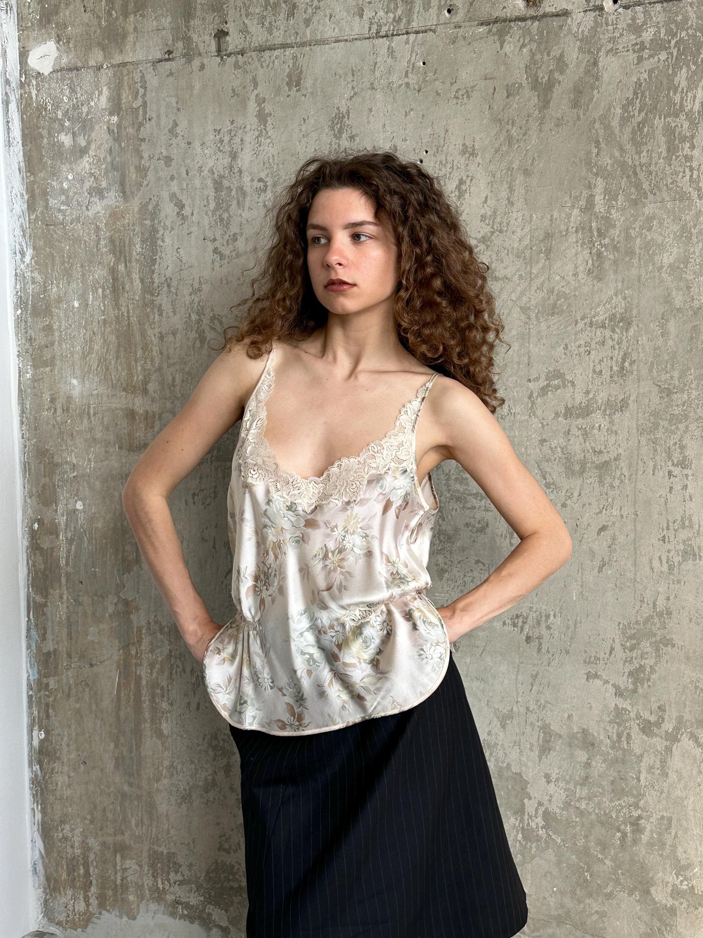 Vintage La Perla Floral Silk and Lace Camisole in Rose