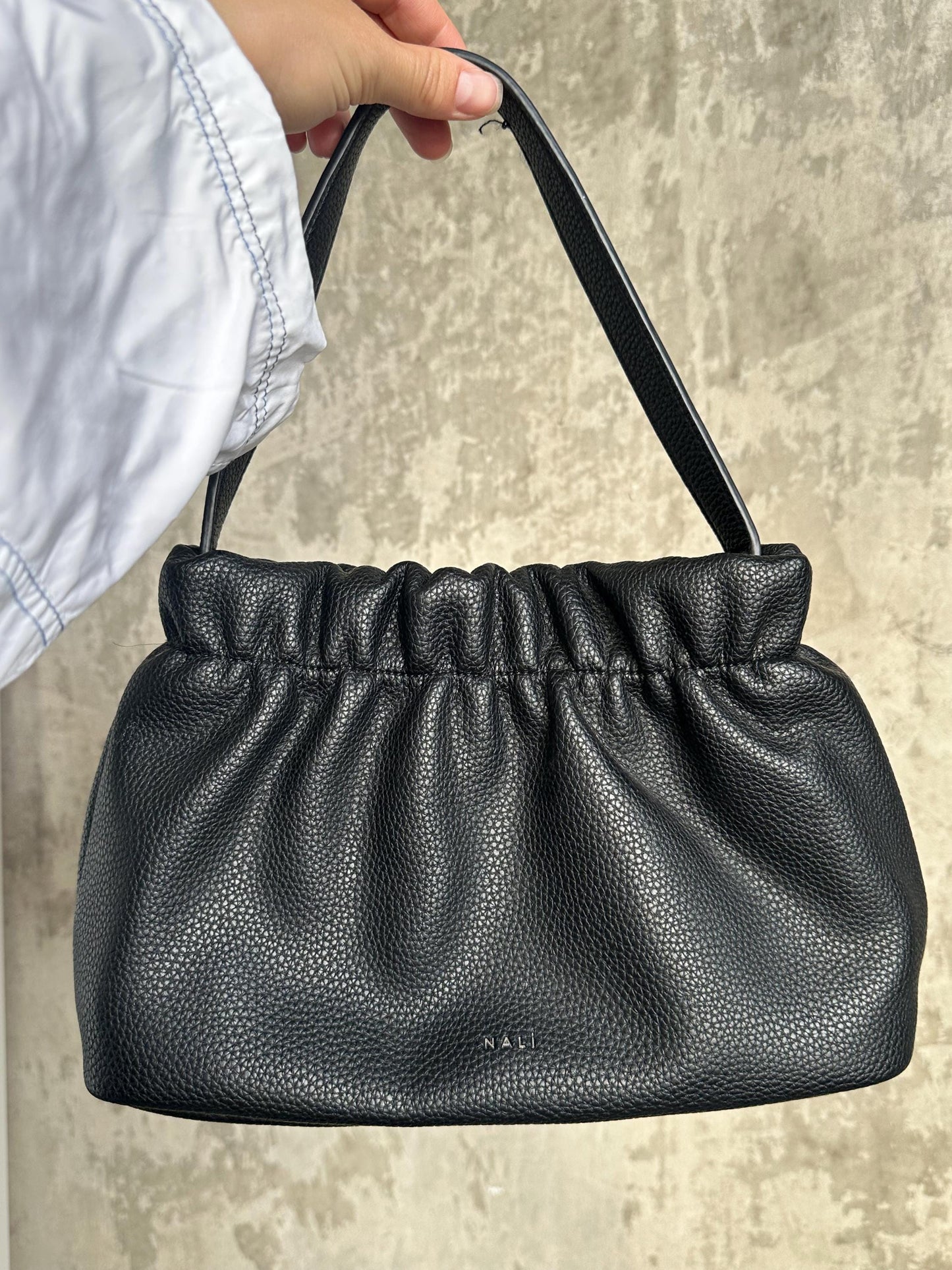 Vintage soft leather mini hand bag in black