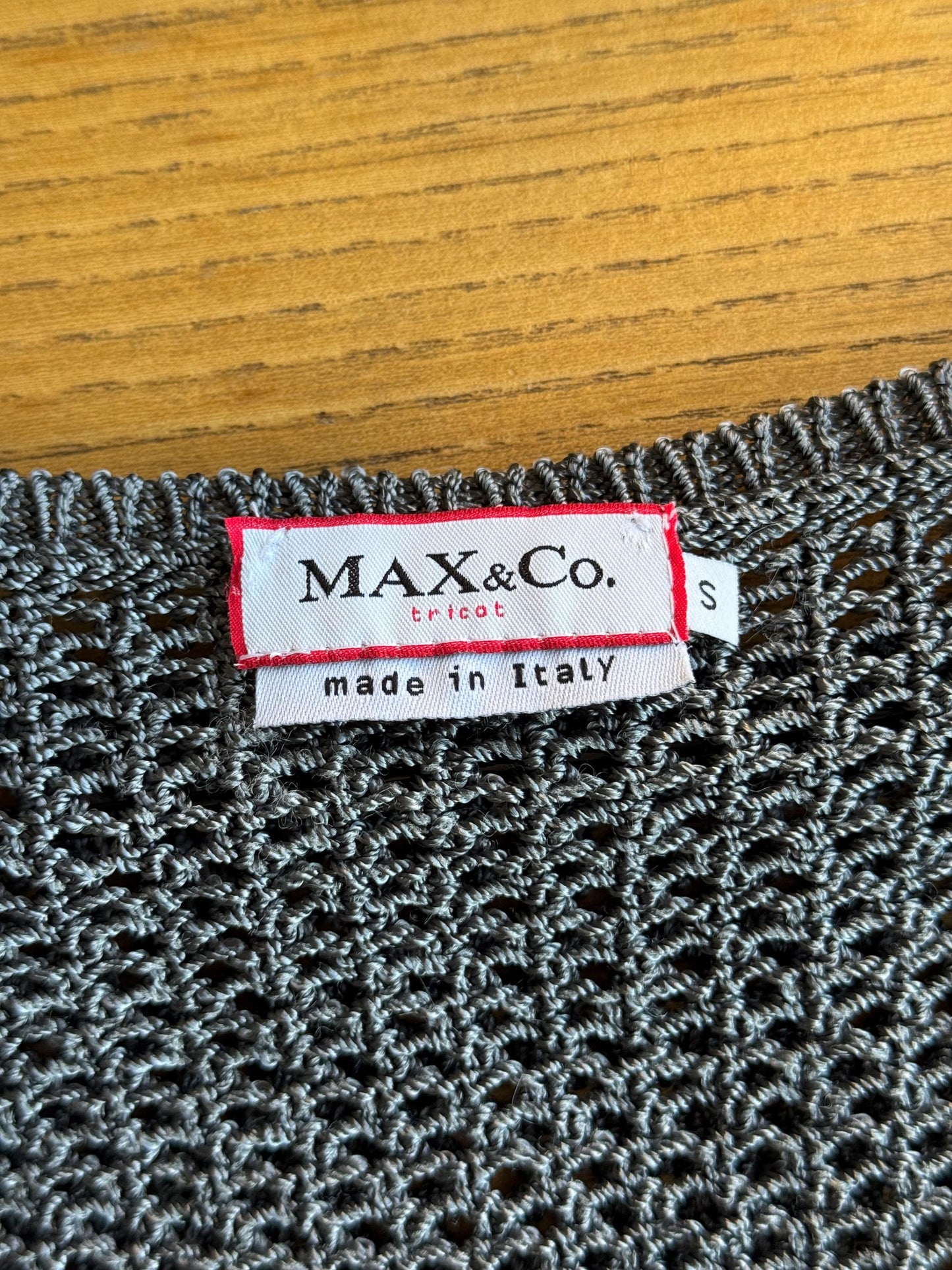 Vintage Max&Co Tricot Grey Open Mesh Knit Top | Sheer Crochet Net Top