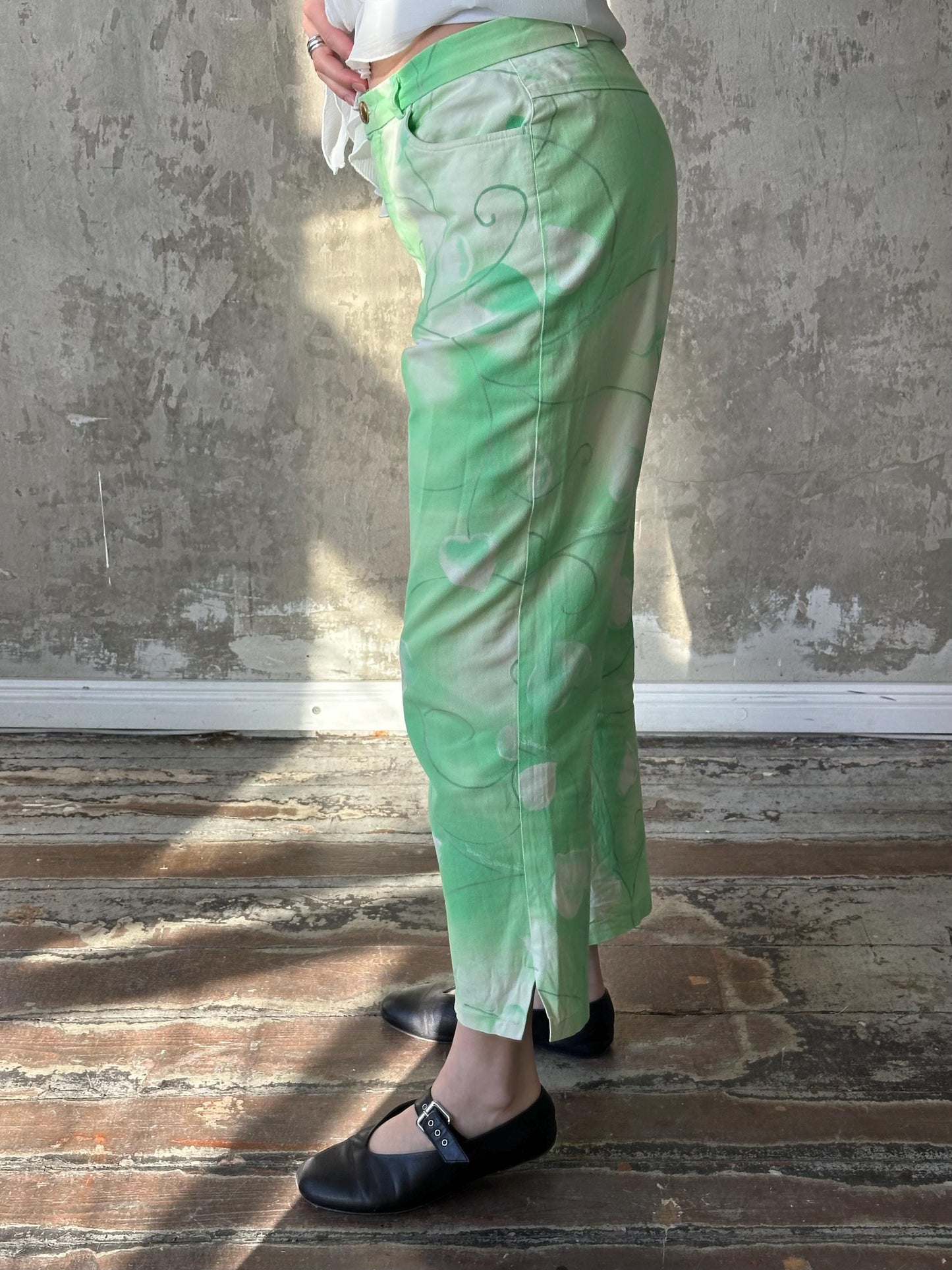 Vintage ESCADA Sport Floral Jeans, High Rise Cotton Blend