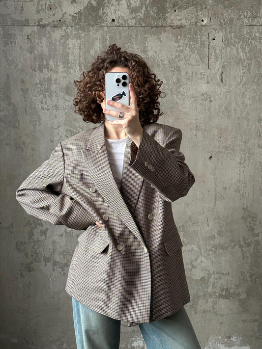 Vintage 90s check blazer in earthy tones