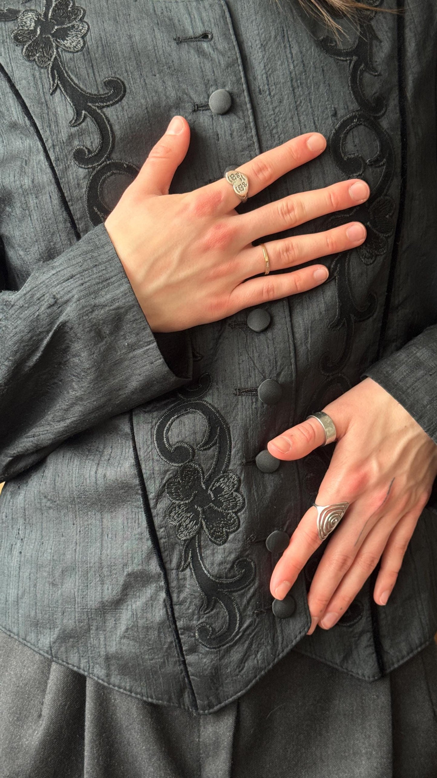 Vintage Victorian-Inspired Embroidered Blouse in Black