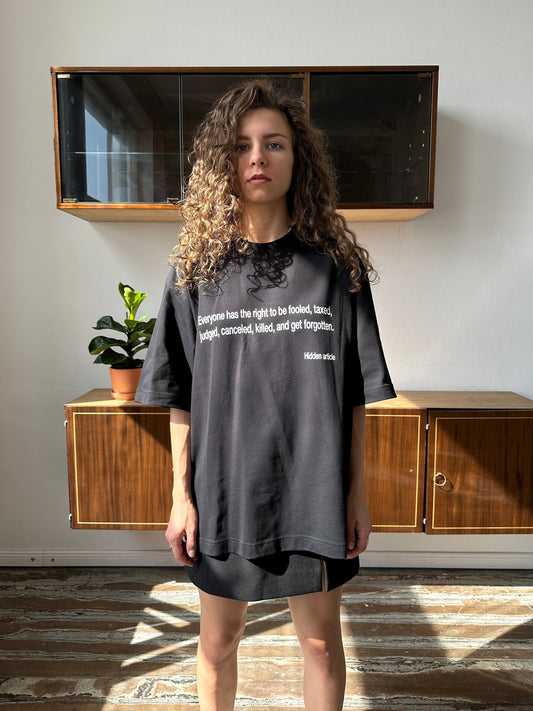 Oversized unisex printed cotton t-shirt in black