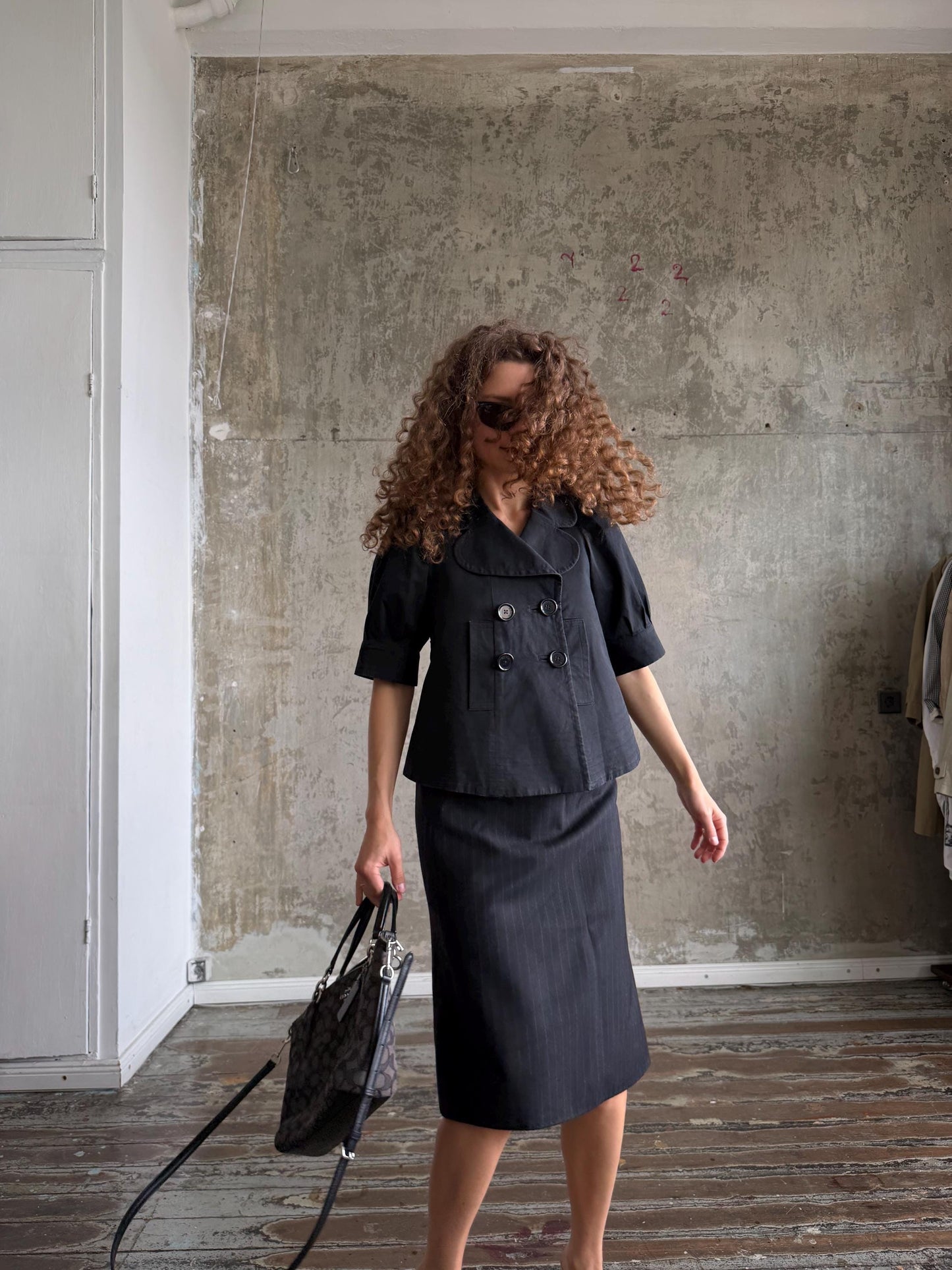 Vintage Sonia Rykiel Black Cotton Jacket | French Designer Cropped Coat