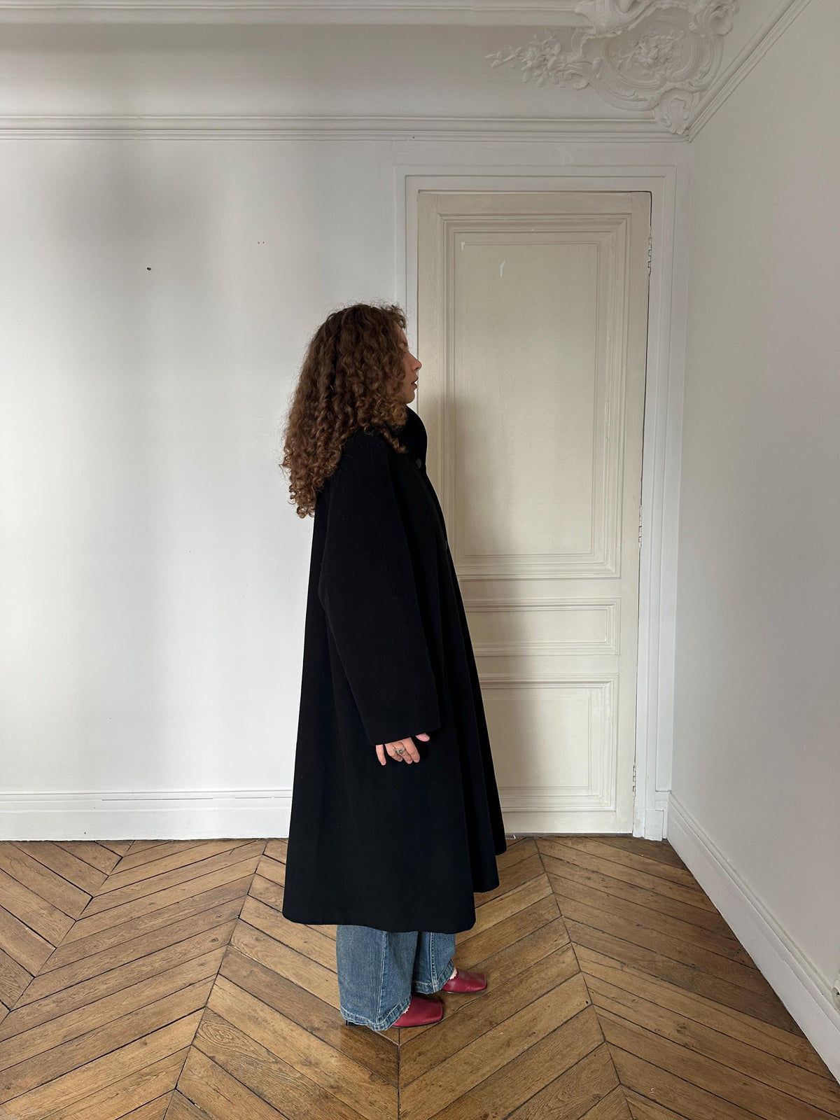 Vintage 90s Wool & Cashmere Coat in Black