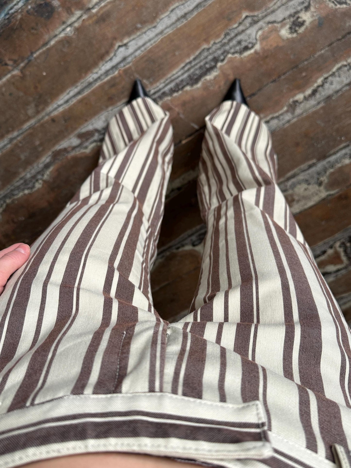 Vintage stripped flared jeans in brown shades