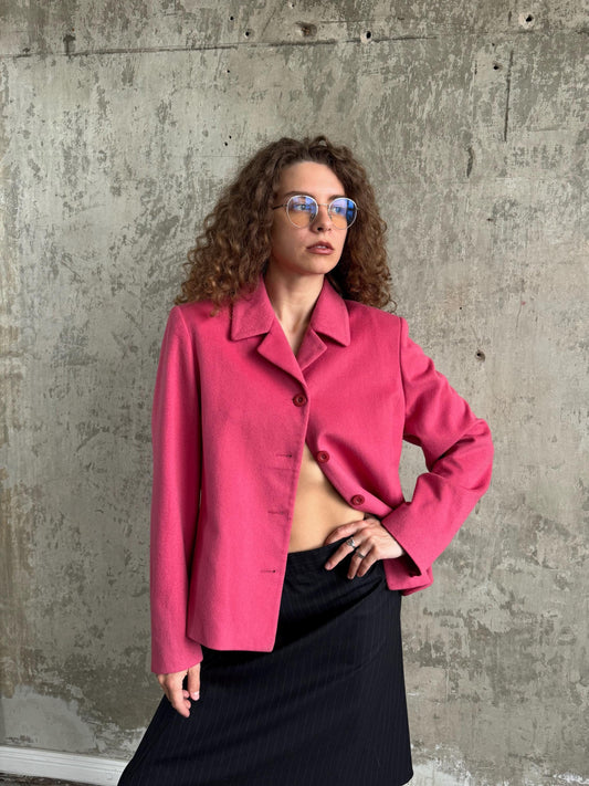 Vintage Soft Wool Blazer In Pink