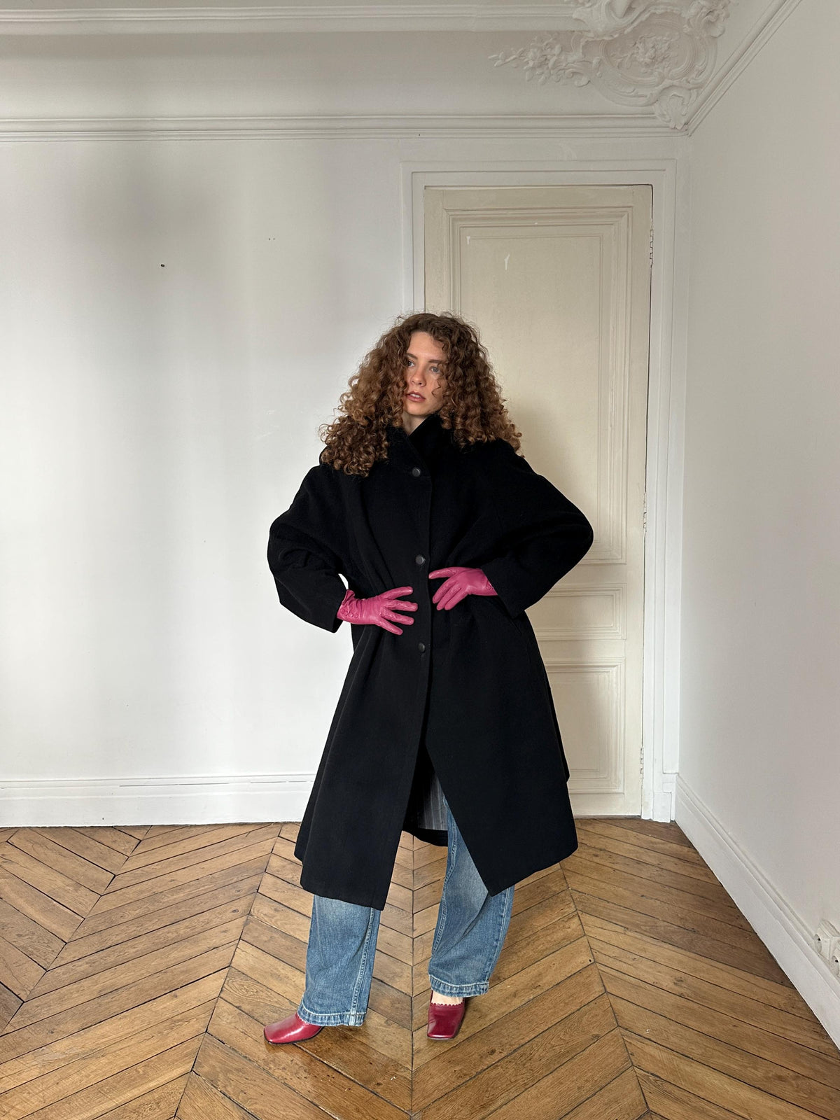Vintage 90s Wool & Cashmere Coat in Black