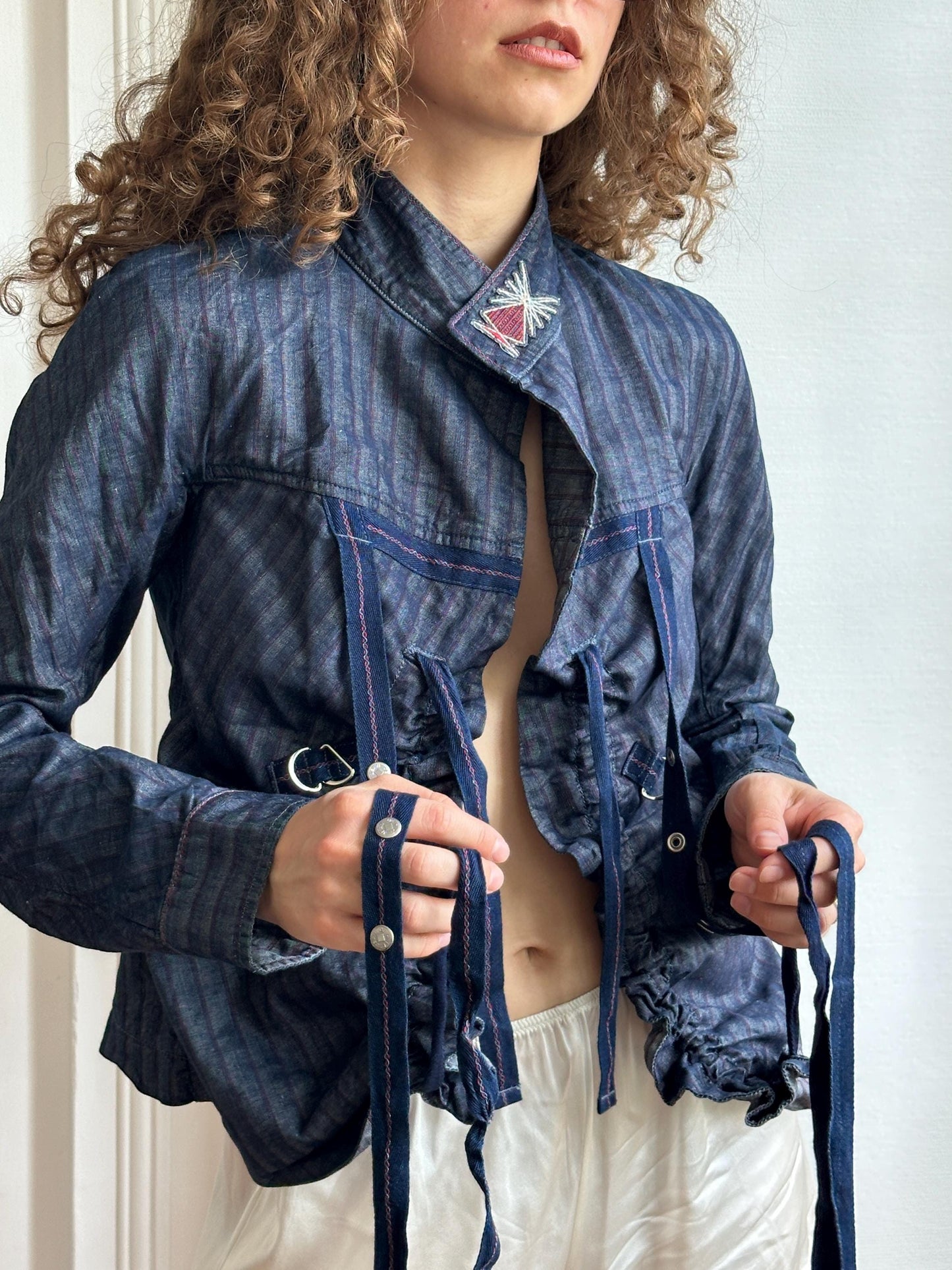 Vintage Y2K Marithé + François Girbaud Dark Denim Lace-Up Jacket