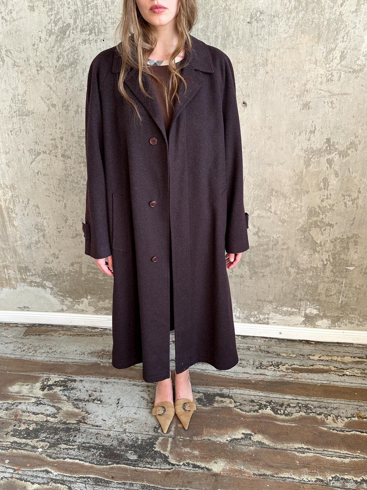 Vintage Lodenfrey Purple Wool Coat | Long Oversized Austrian Loden Coat