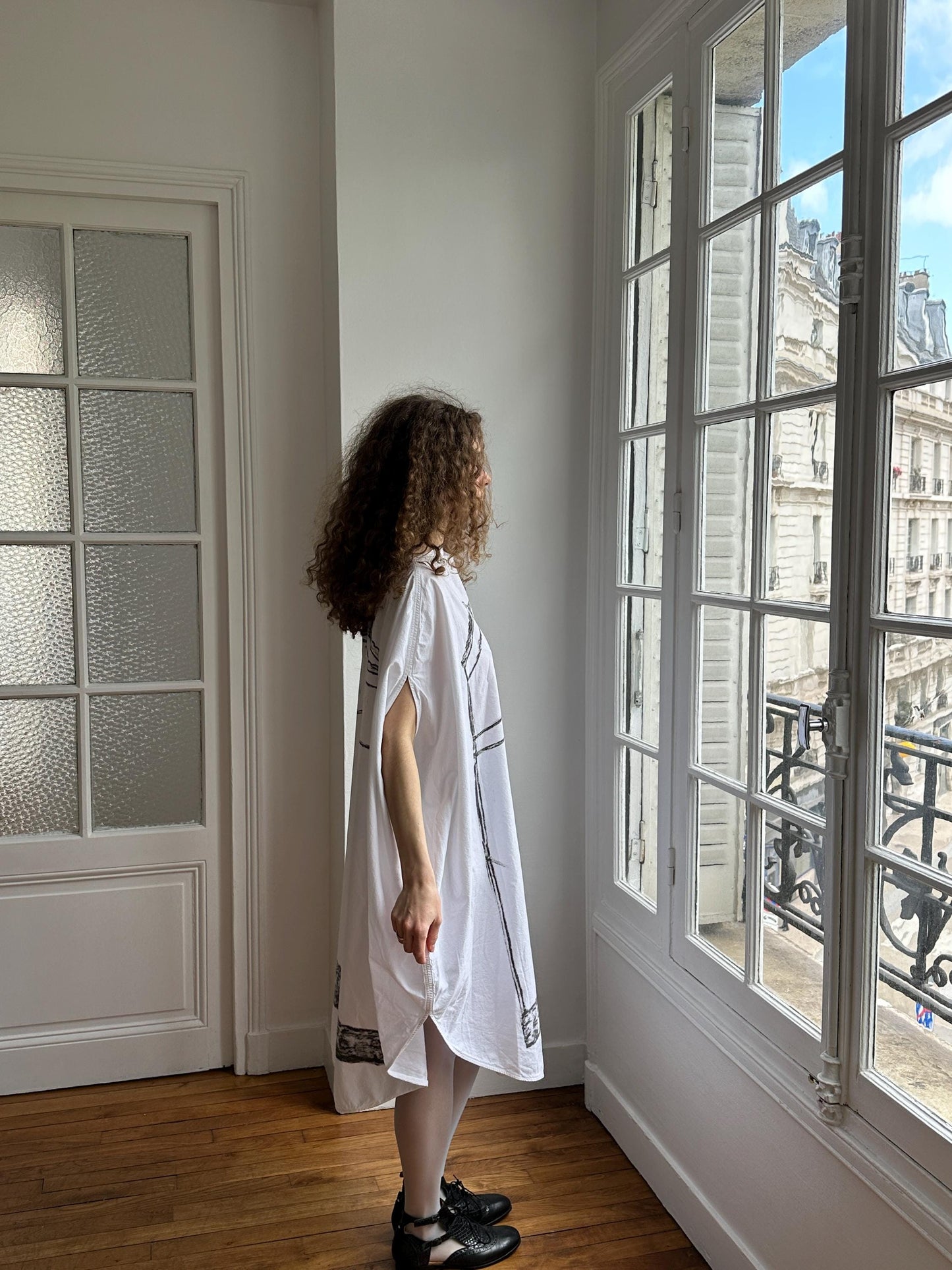 MM6 Maison Margiela Trompe L'Oeil Circle Oversized Dress in White