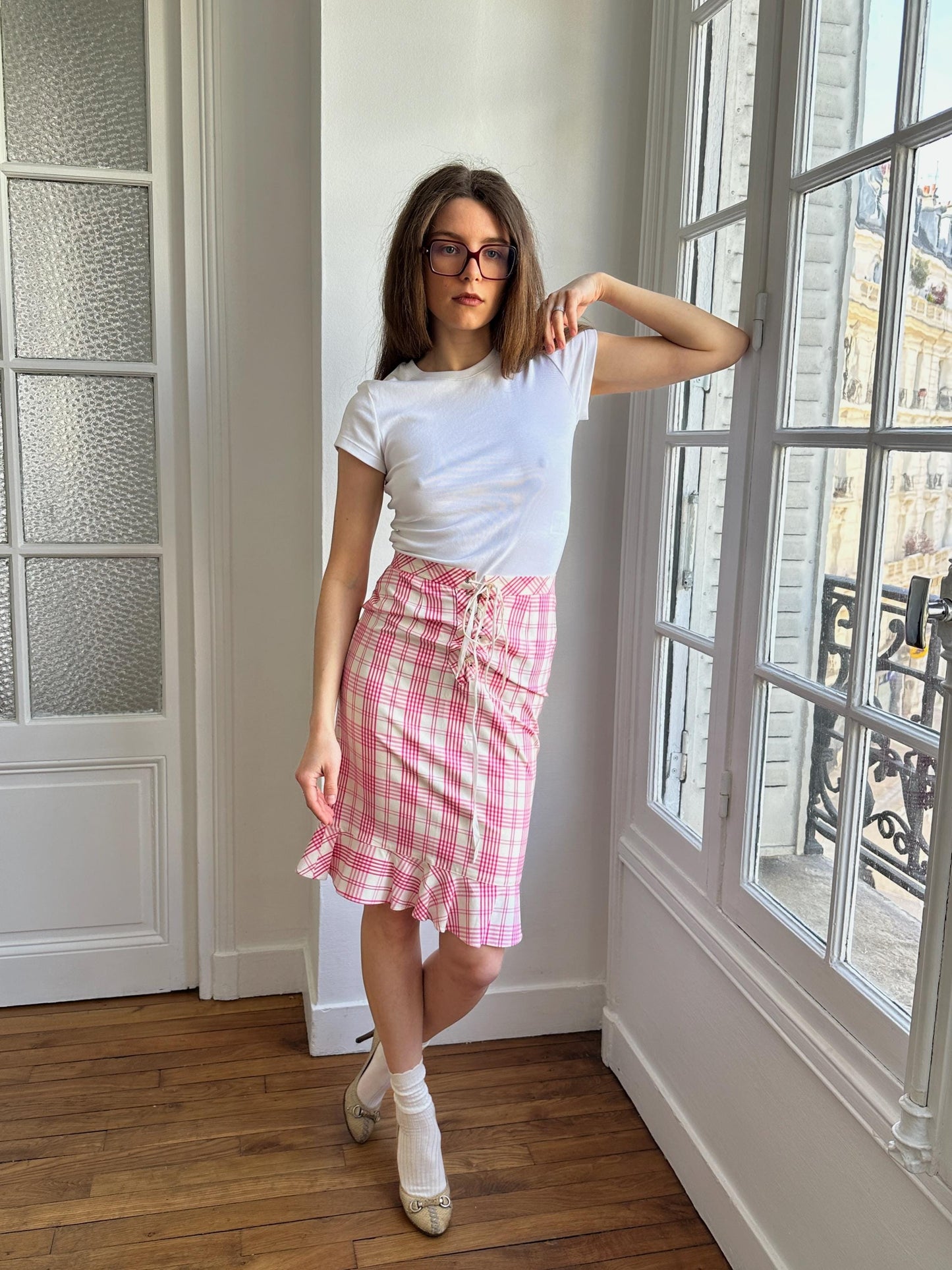 Vintage Moschino Cheap & Chic Pink Plaid Skirt