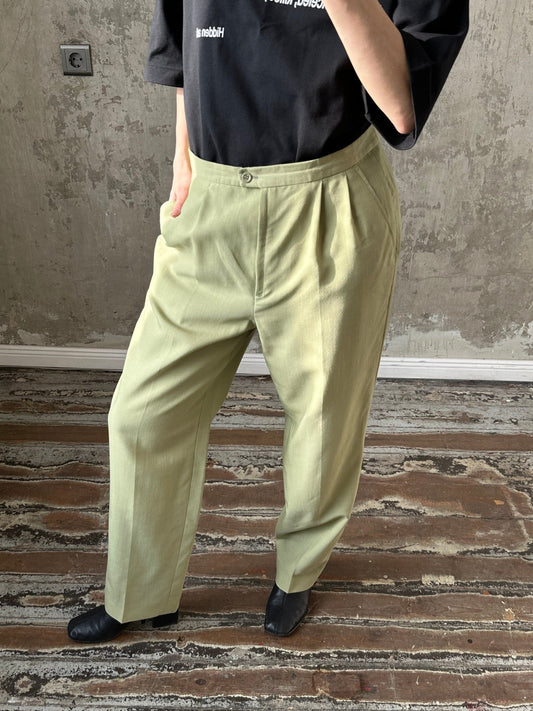 Vintage loose fit pants in light green