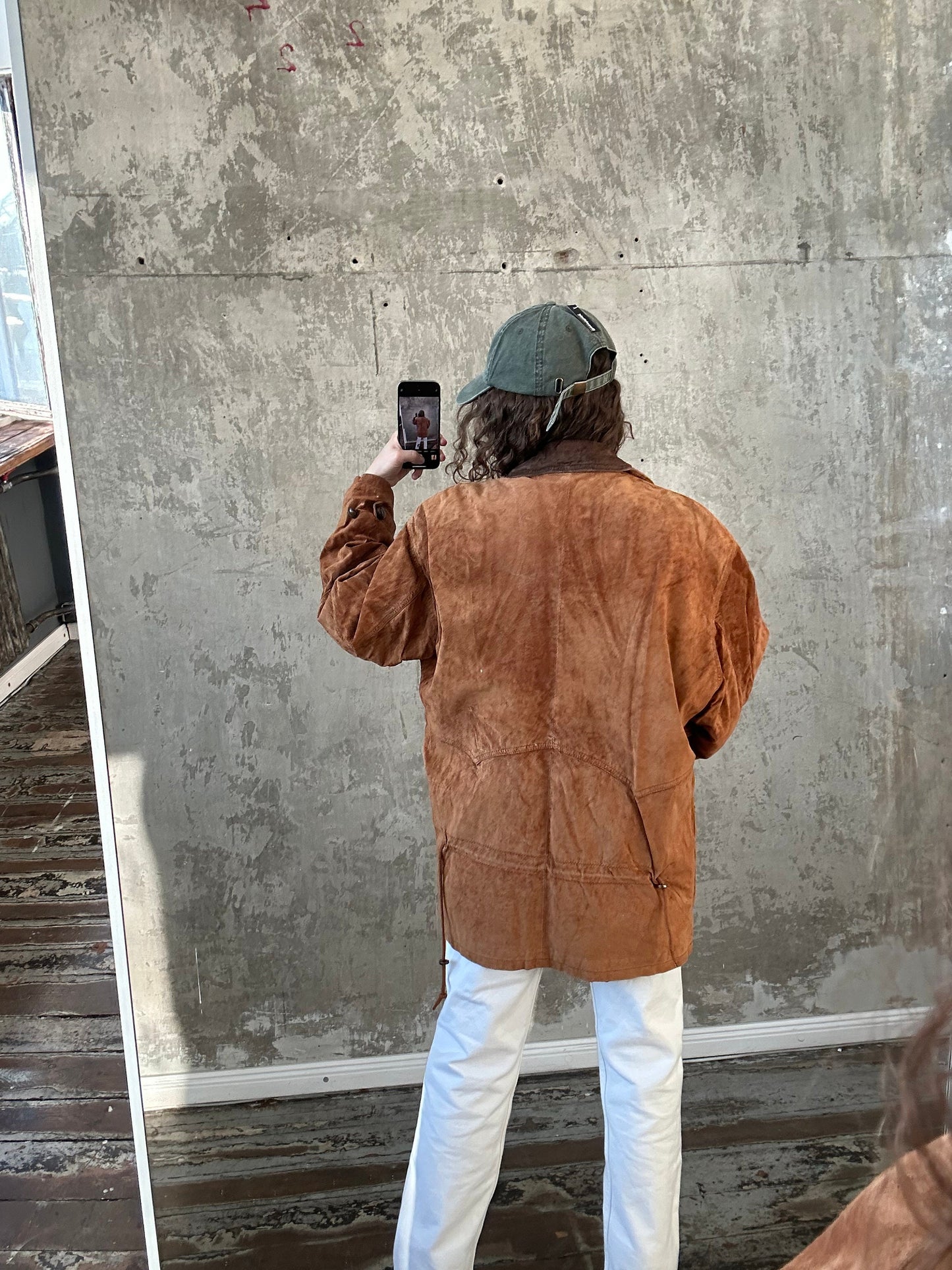 Vintage 90s Suede Leather Bomber Jacket, Brown Oversized Grunge Motorcycle Coat, Genuine Leather, Padded, Wooden Button Closure, Fits XS-M