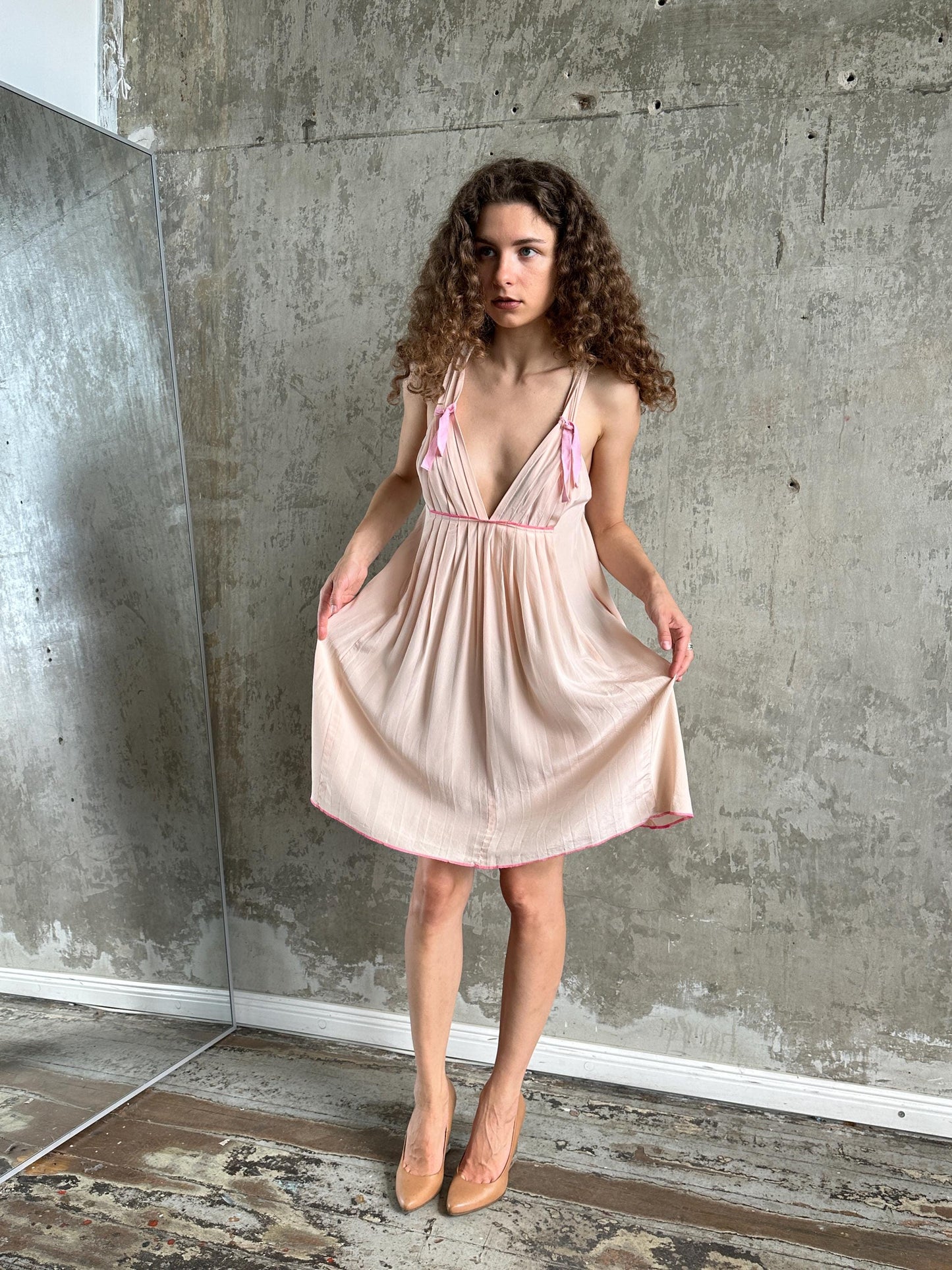 Vintage Sonia Rykiel Blush Pink Silk Mini Dress