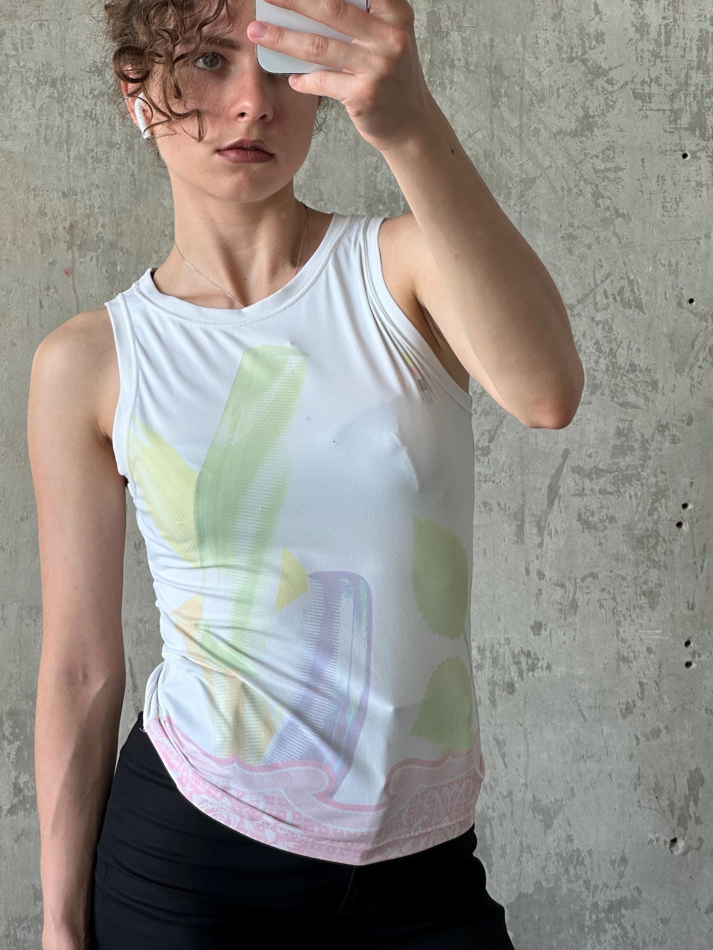 Vintage DIESEL pastel abstract print tank top in white