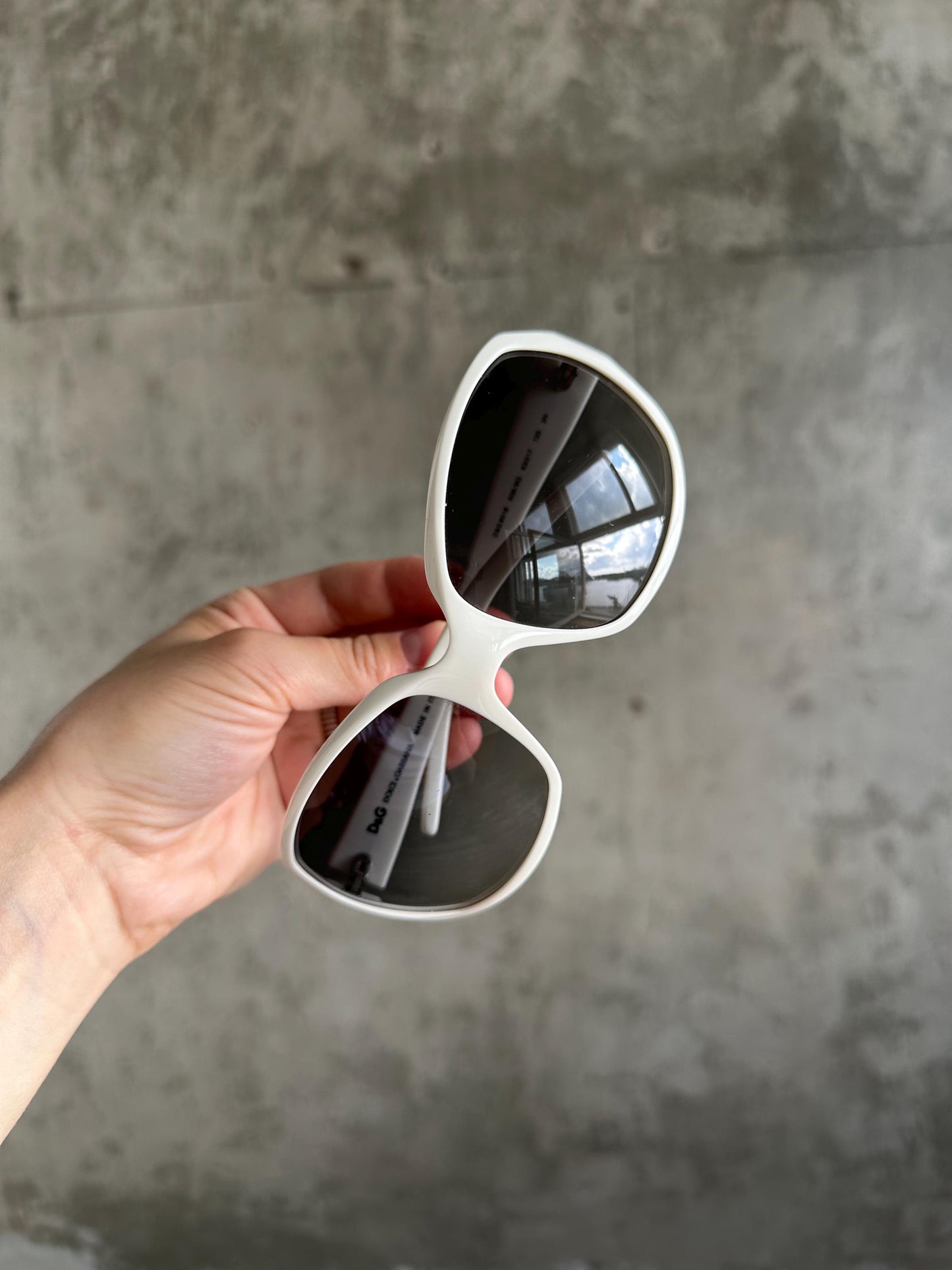 Vintage D&G Dolce Gabbana White Oversized Sunglasses