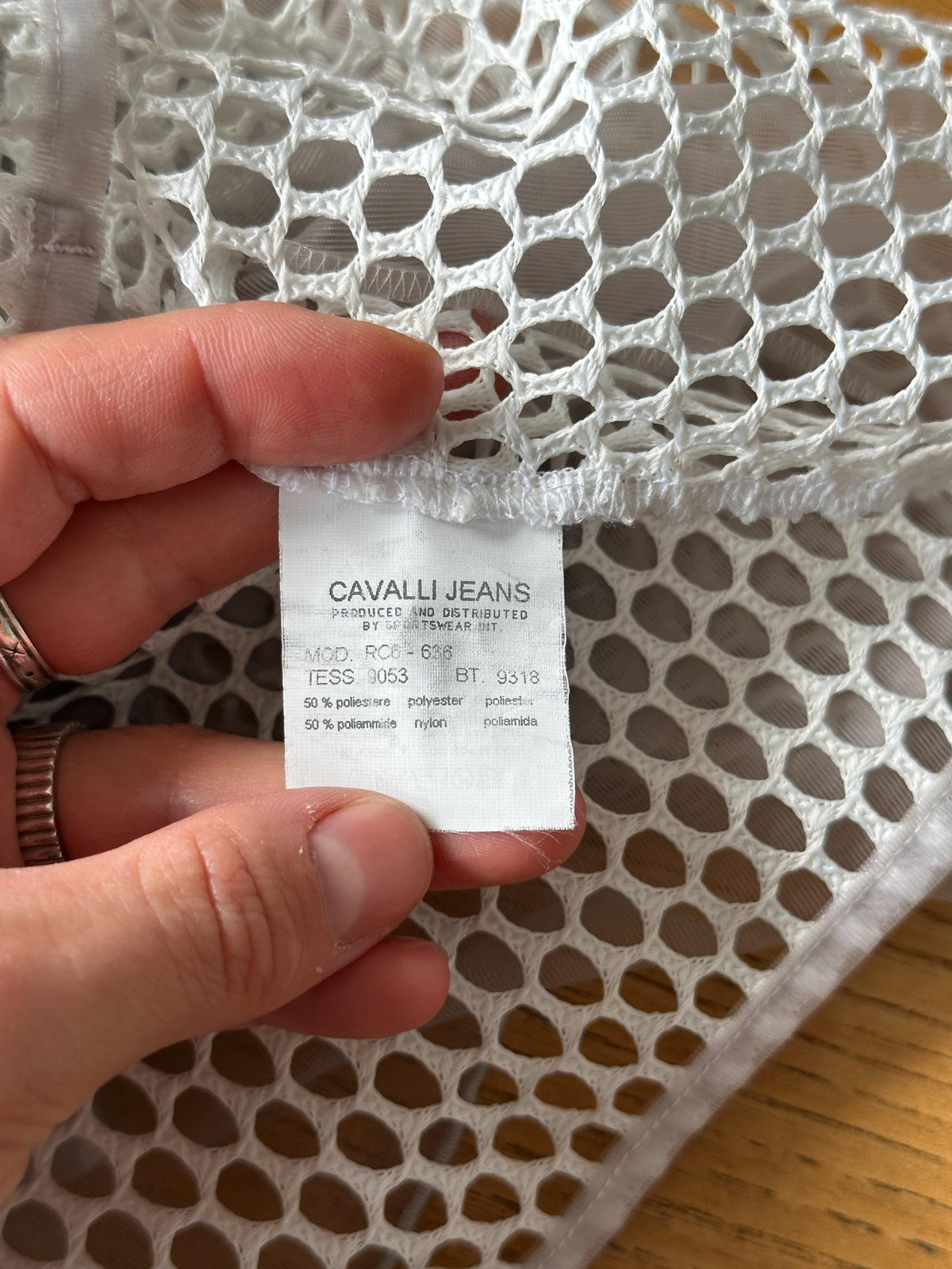 Vintage Cavalli Jeans Grey Mesh Top | Sheer Fishnet T-Shirt