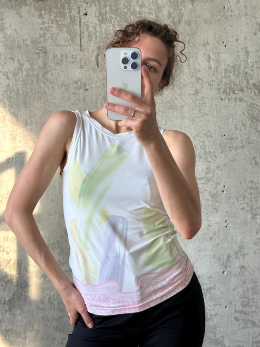 Vintage DIESEL pastel abstract print tank top in white