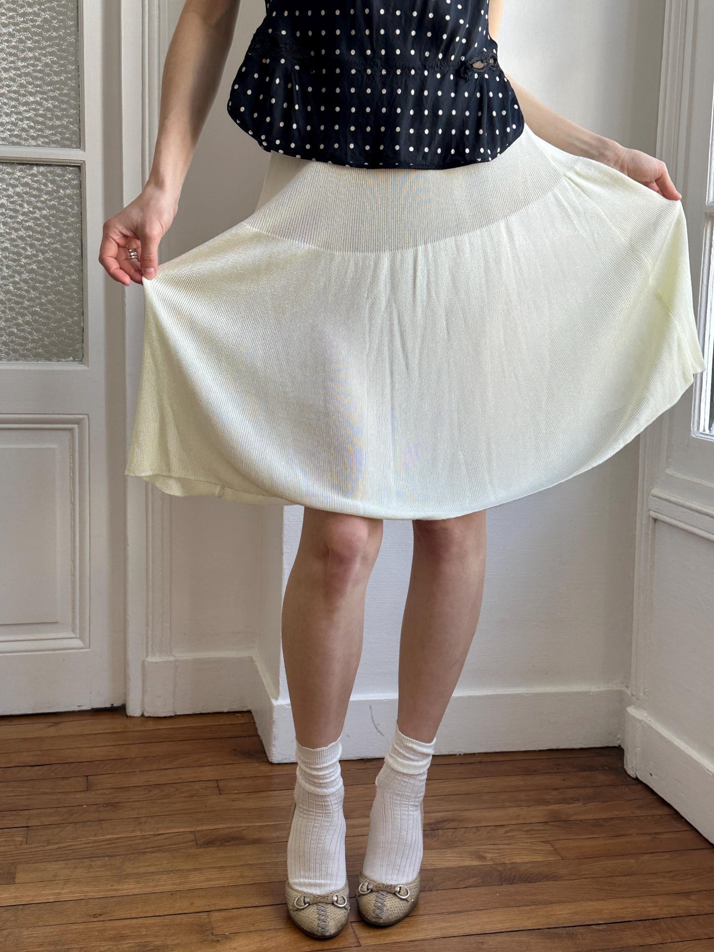 Vintage Emporio Armani Knit Skirt in Light Yellow/Butter
