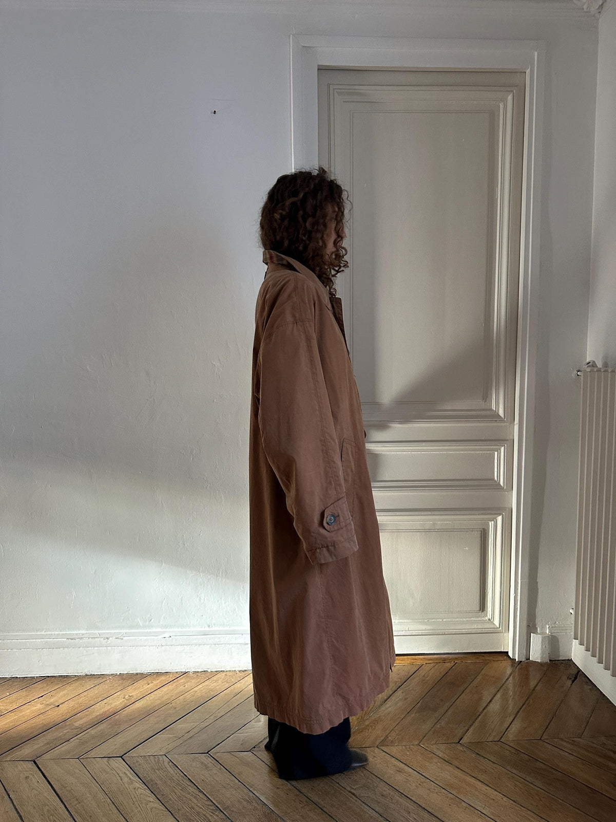 Vintage 90s Bugatti Oversized Maxi Trench Coat in Brown