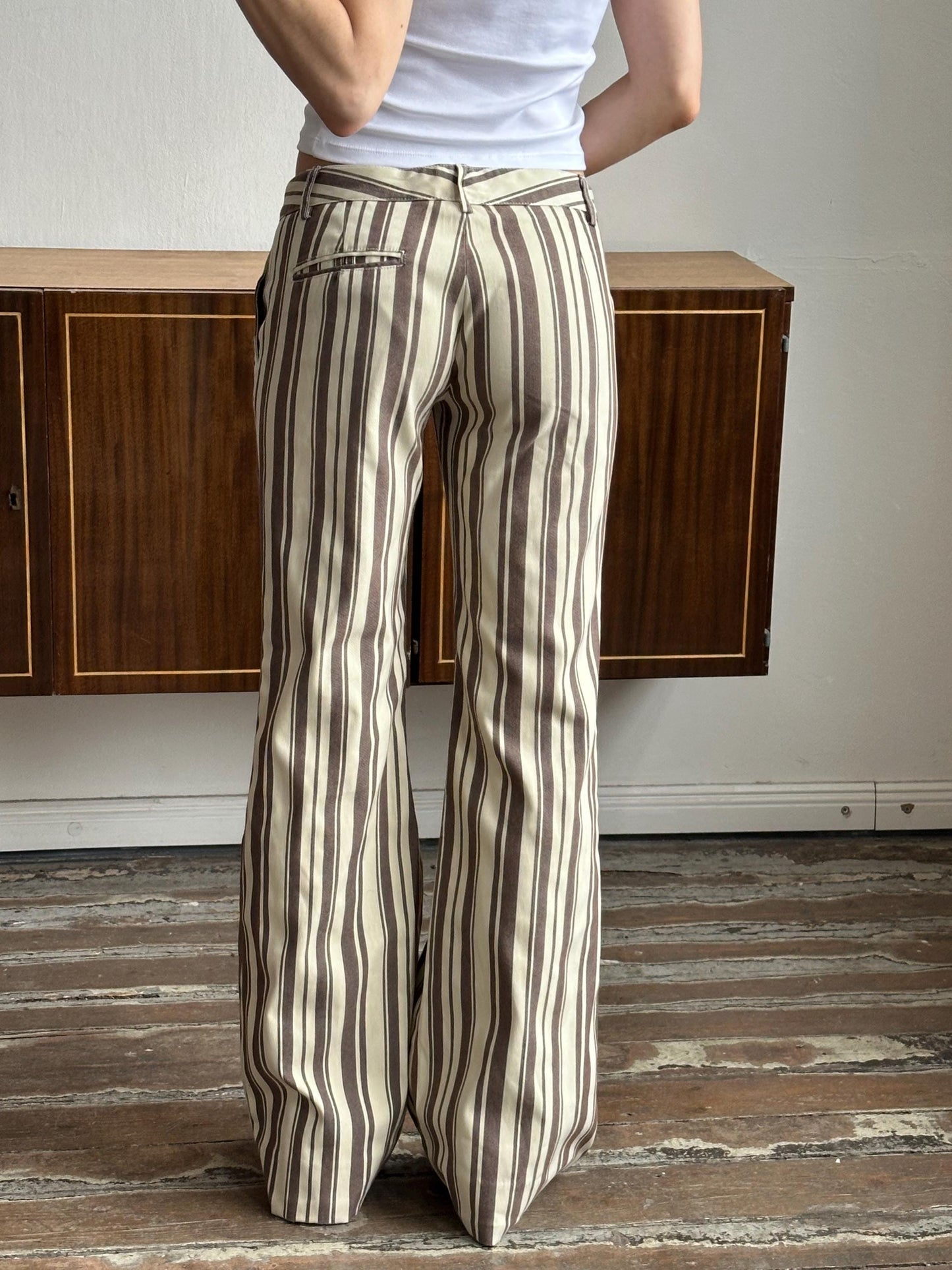 Vintage stripped flared jeans in brown shades
