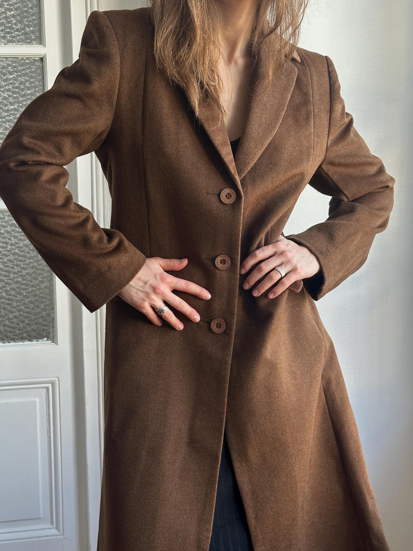 Vintage Cashmere and Wool Coat In Brown