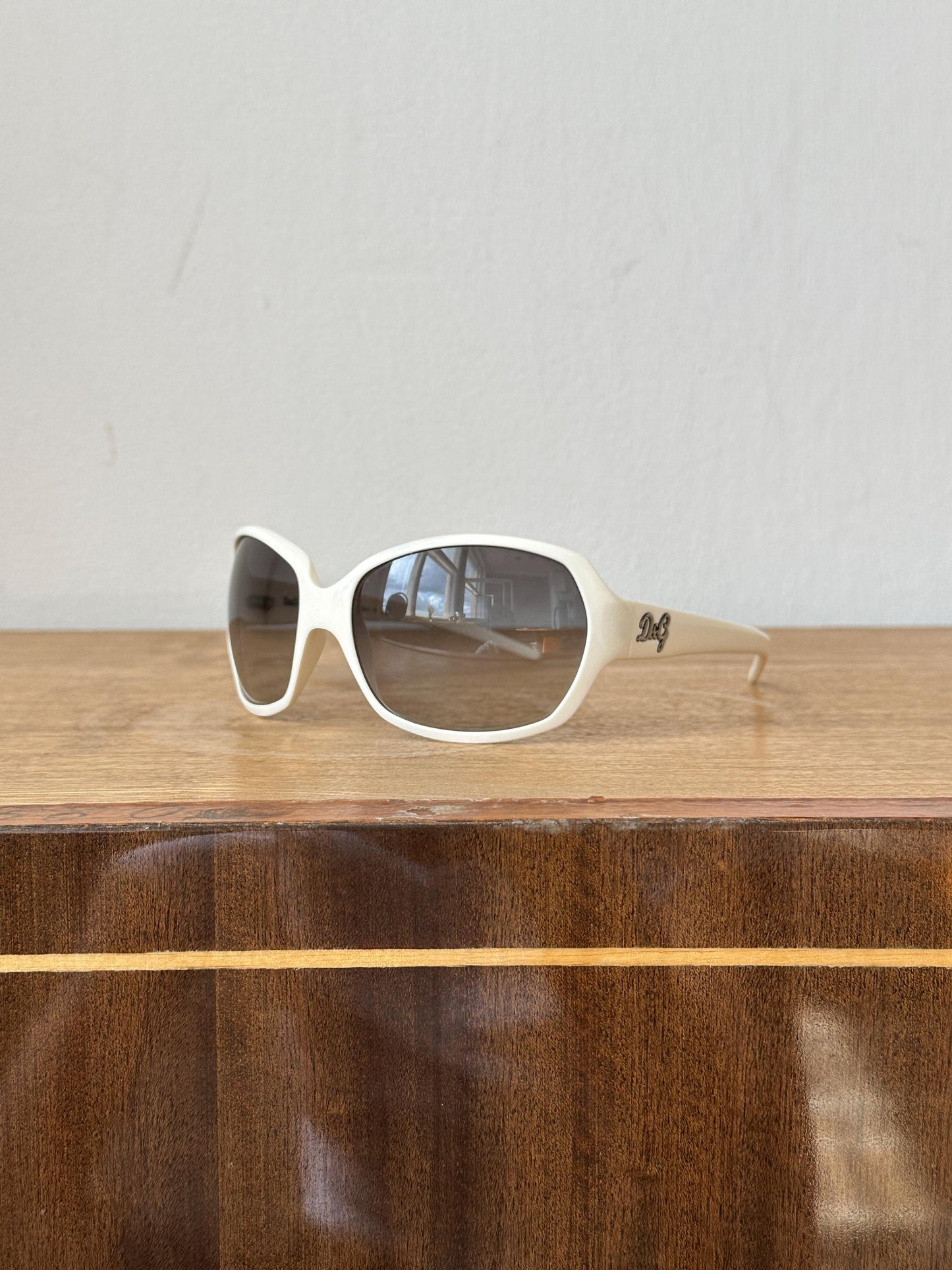 Vintage D&G Dolce Gabbana White Oversized Sunglasses