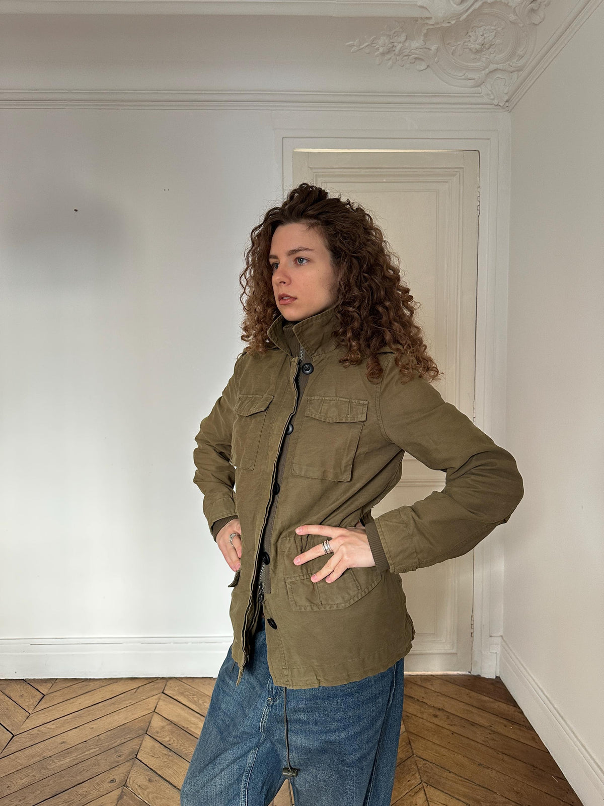 Vintage Ralph Lauren Polo Jeans Military Field Jacket in Khaki Green