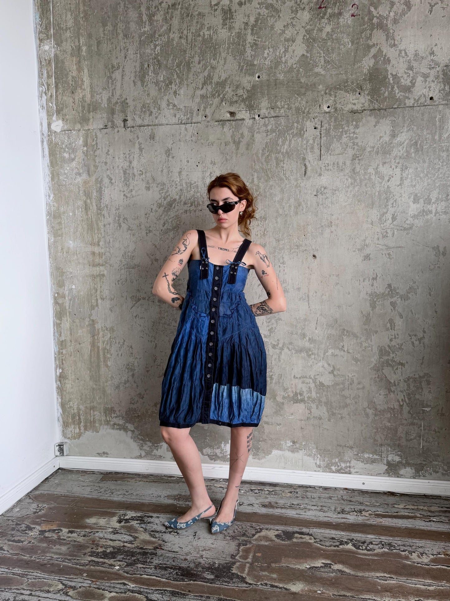 Vintage Jean de Marithé + François Girbaud Avant Garde Utility Dress in Blue
