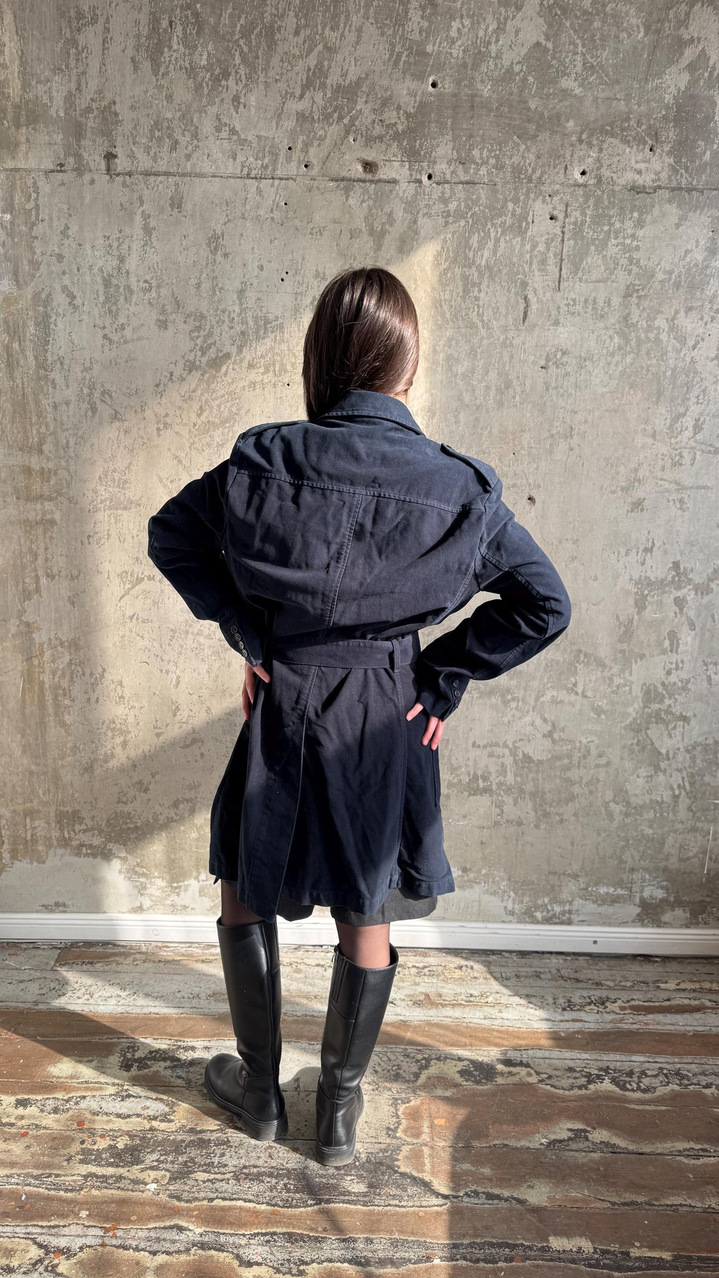 Vintage SISLEY belted coat in dark blue