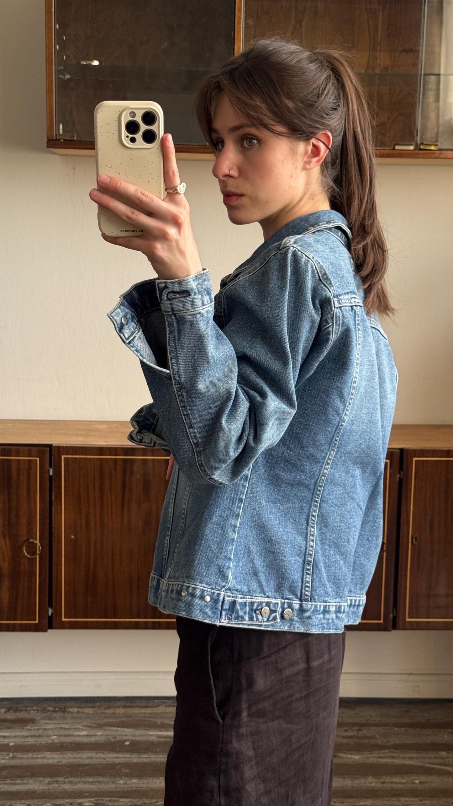 Vintage oversized denim jeans jacket in blue