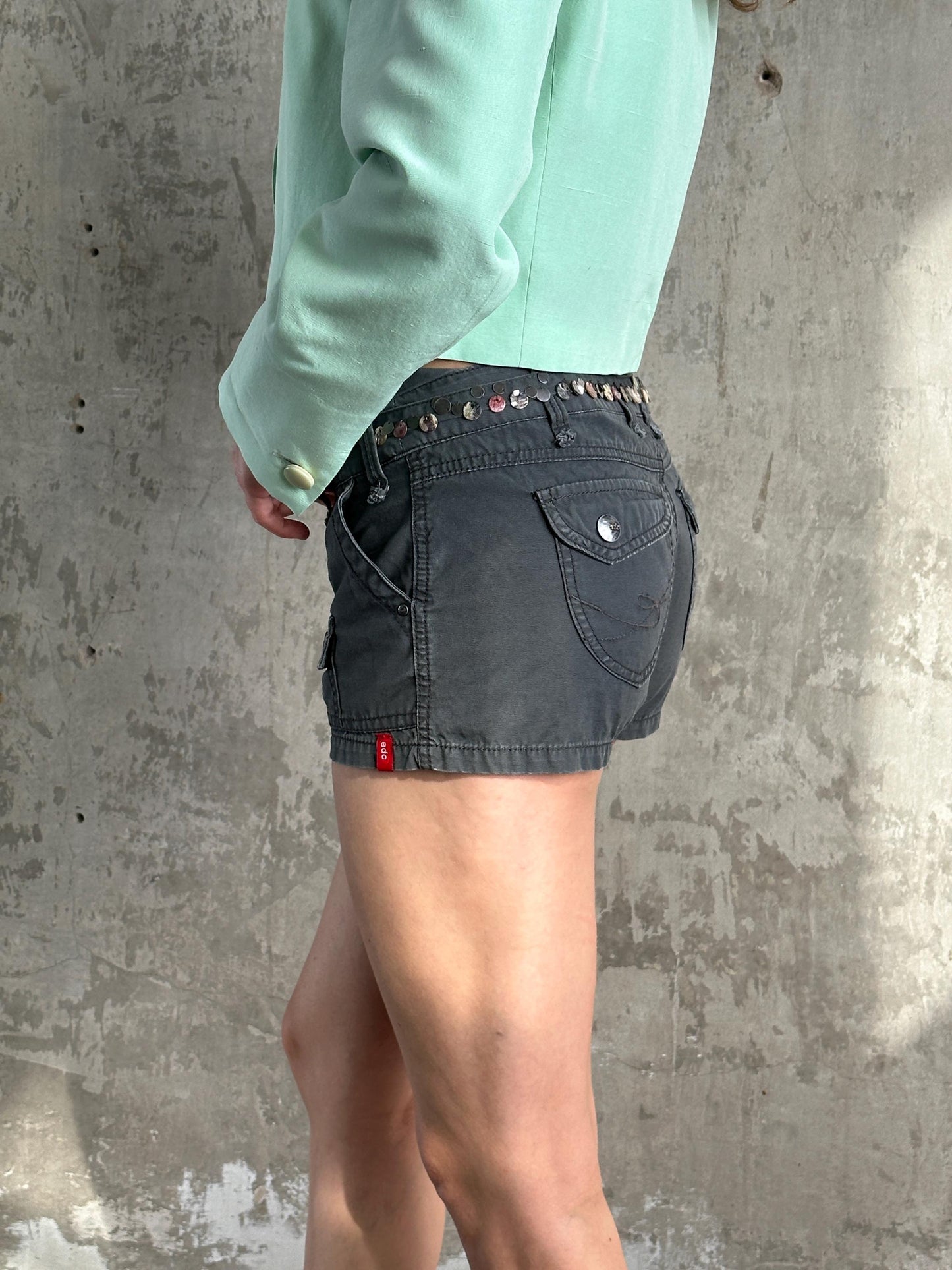 Vintage Y2K Grey Cargo Micro Shorts