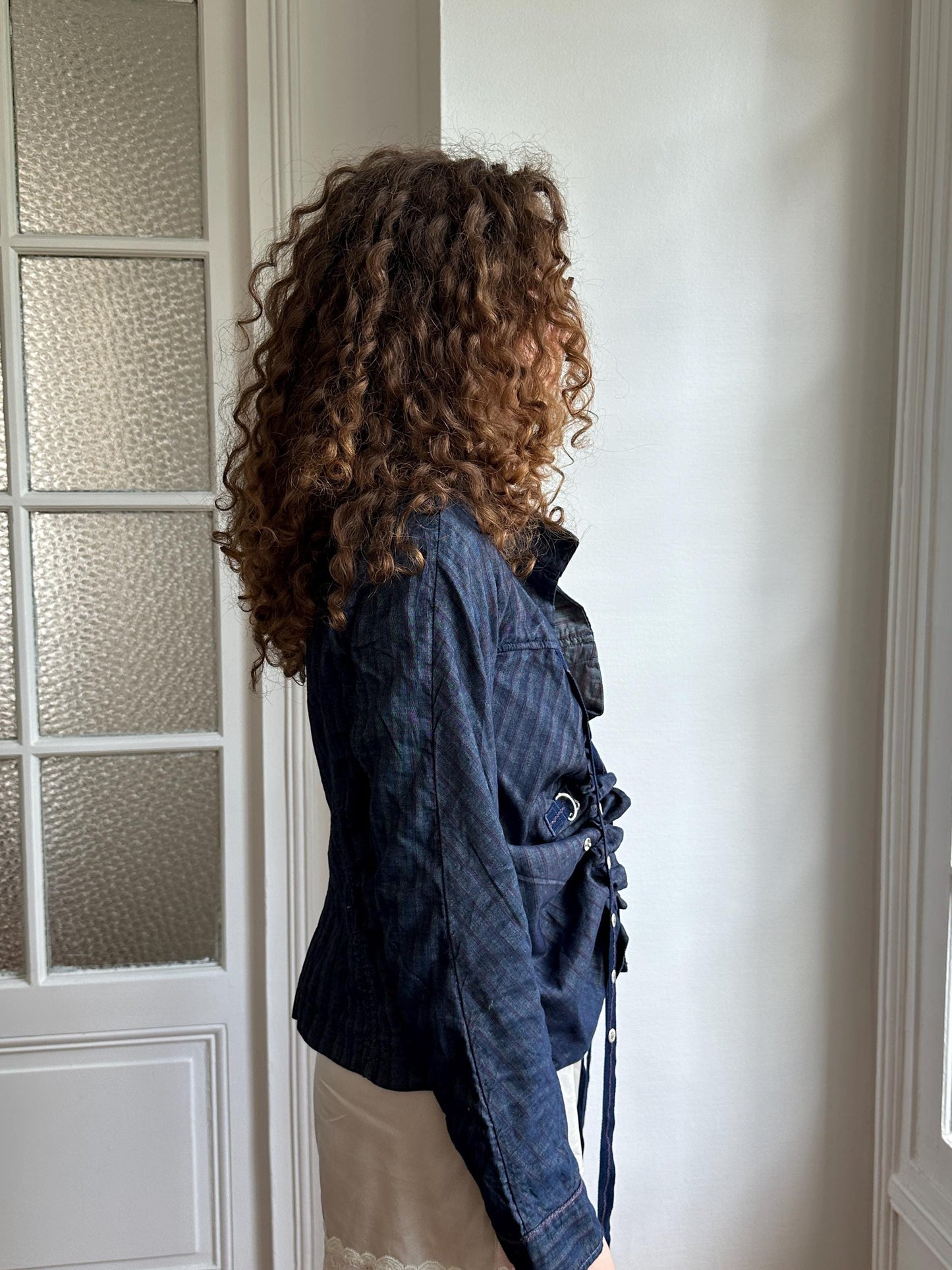Vintage Y2K Marithé + François Girbaud Dark Denim Lace-Up Jacket