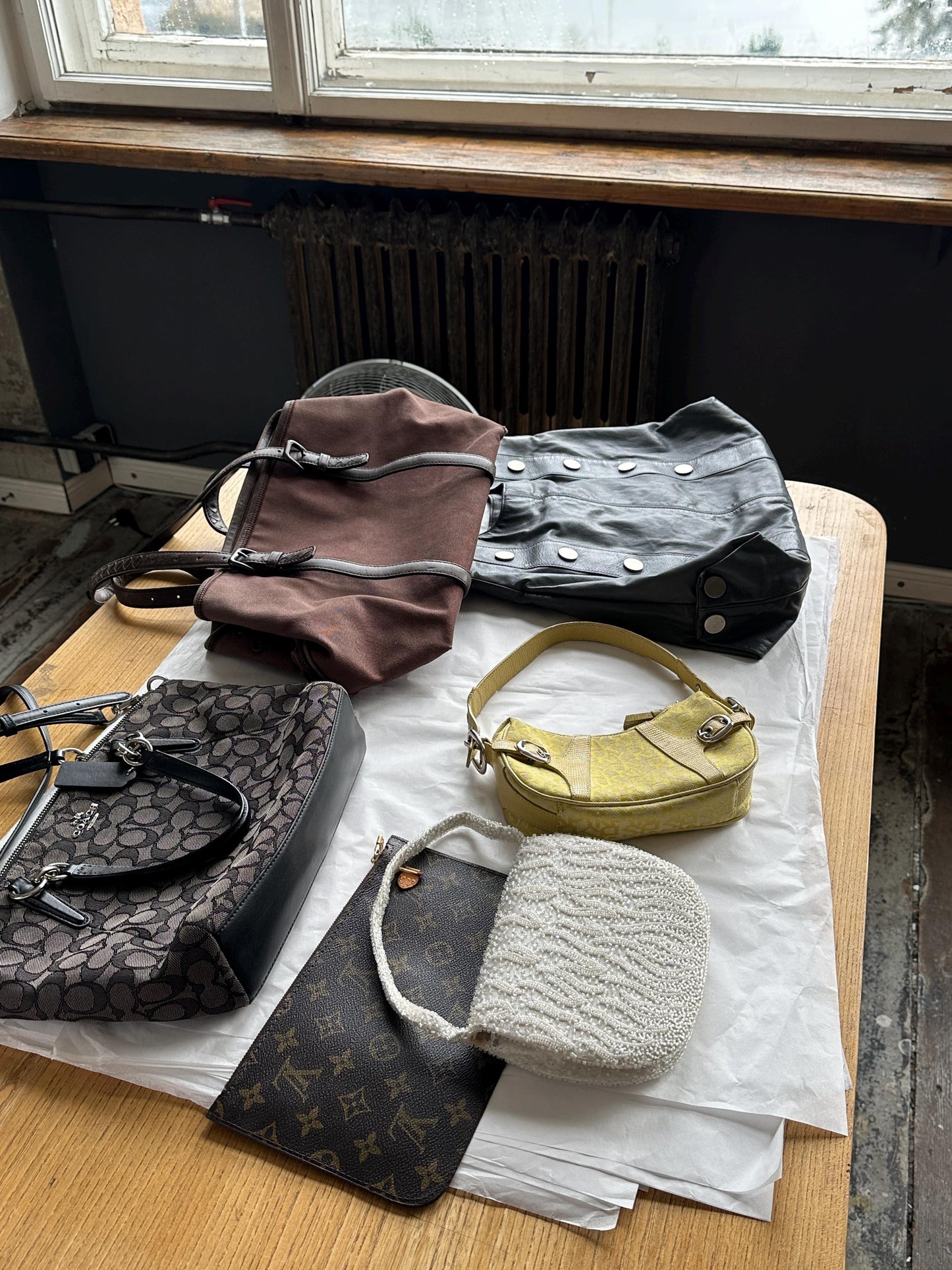 Vintage DKNY Yellow Monogram Mini Baguette Bag
