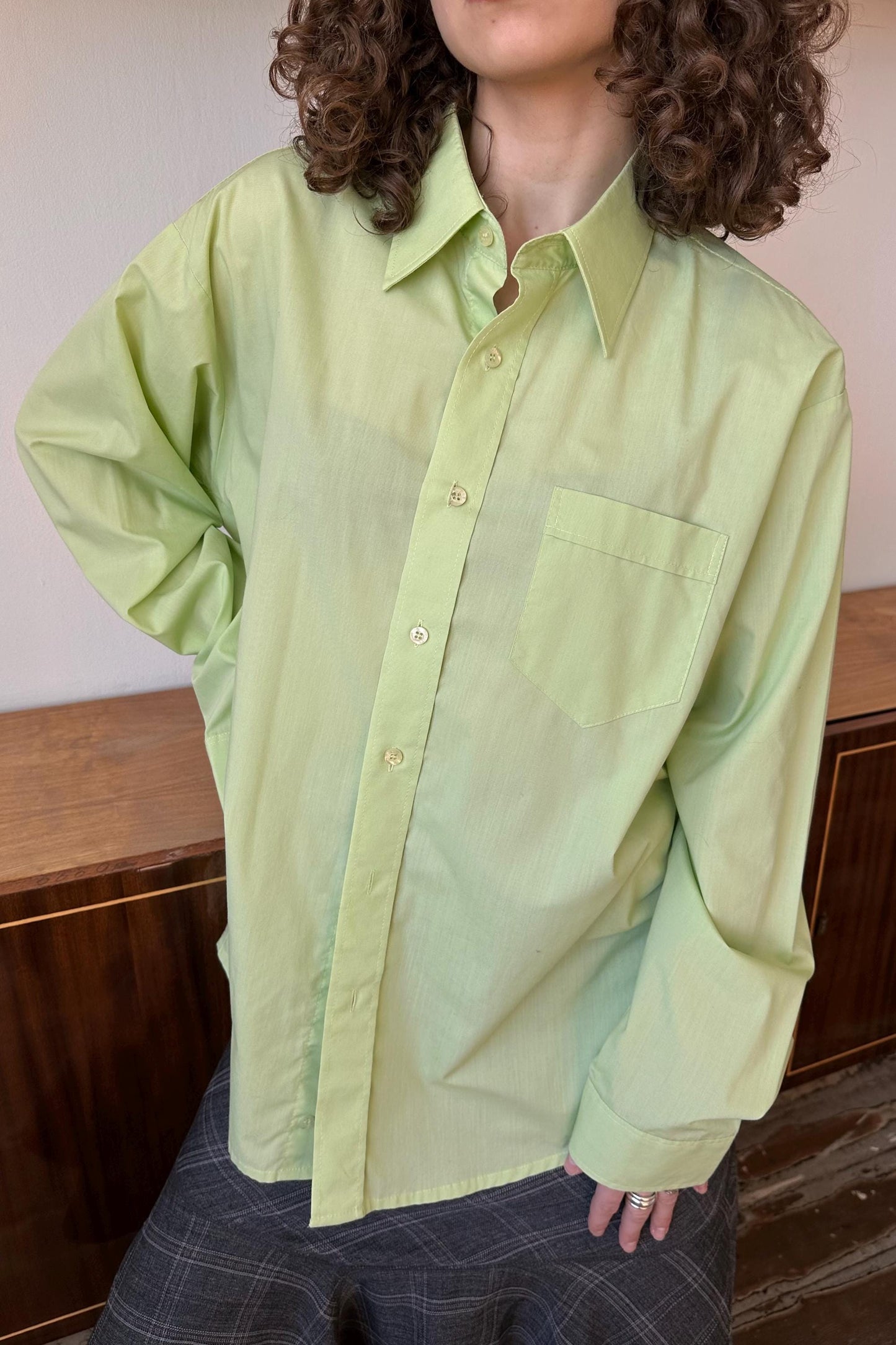 Vintage NATIVE light green button-up shirt