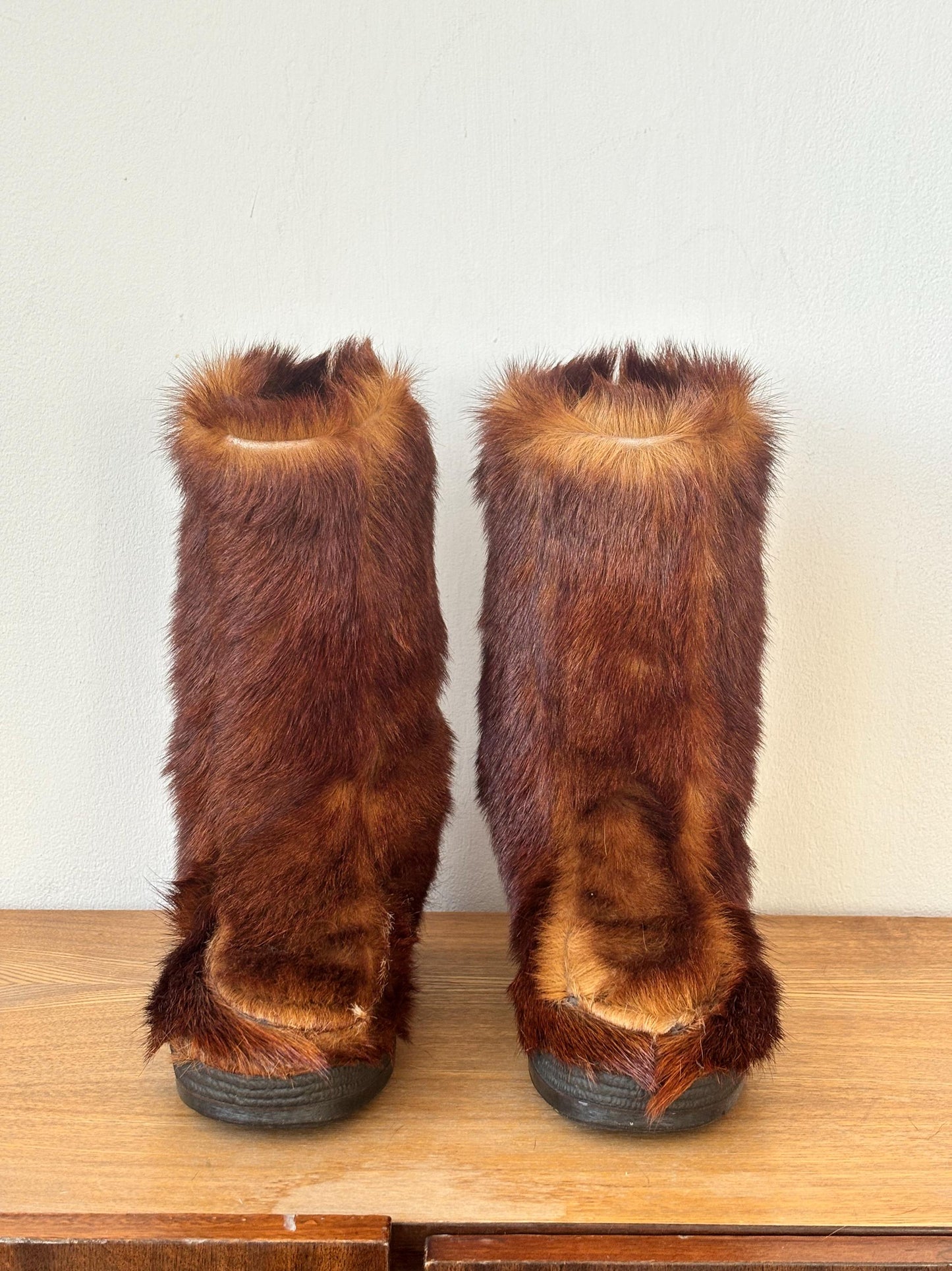 Vintage Snowman wool boots in brown, size EUR 38