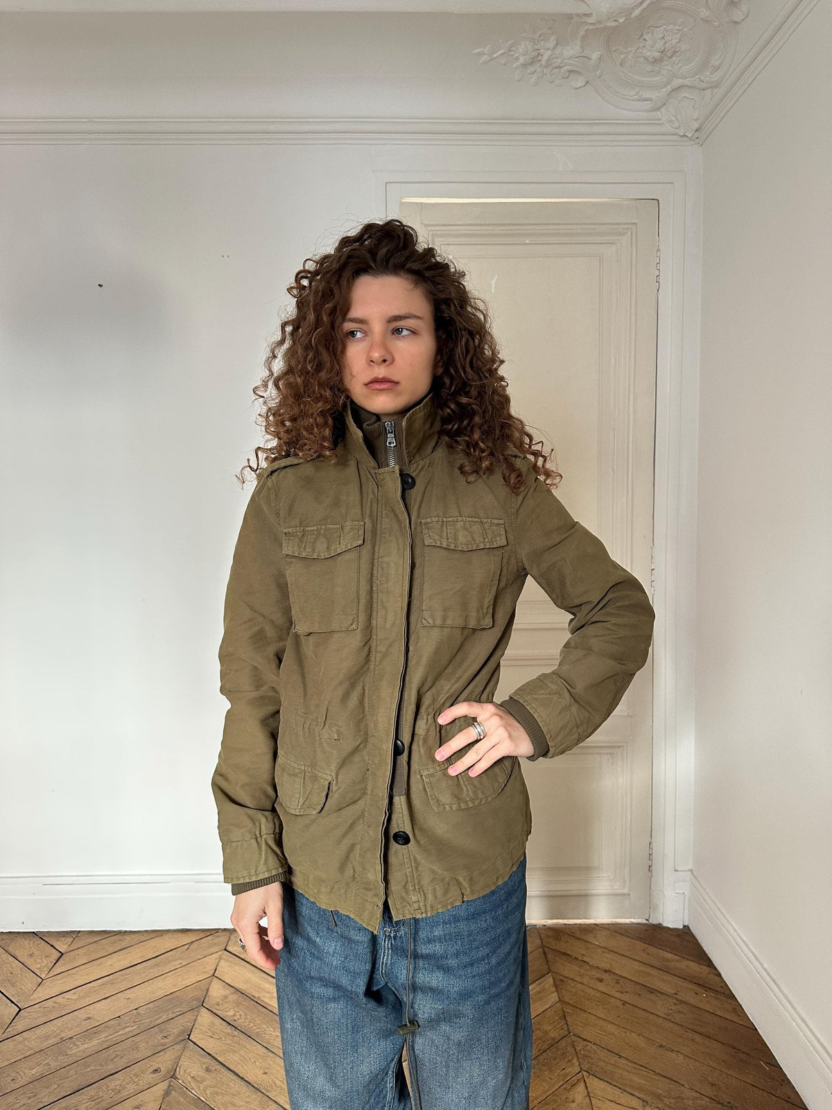 Vintage Ralph Lauren Polo Jeans Military Field Jacket in Khaki Green