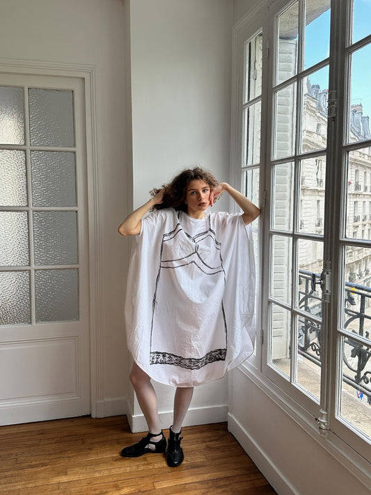 MM6 Maison Margiela Trompe L'Oeil Circle Oversized Dress in White