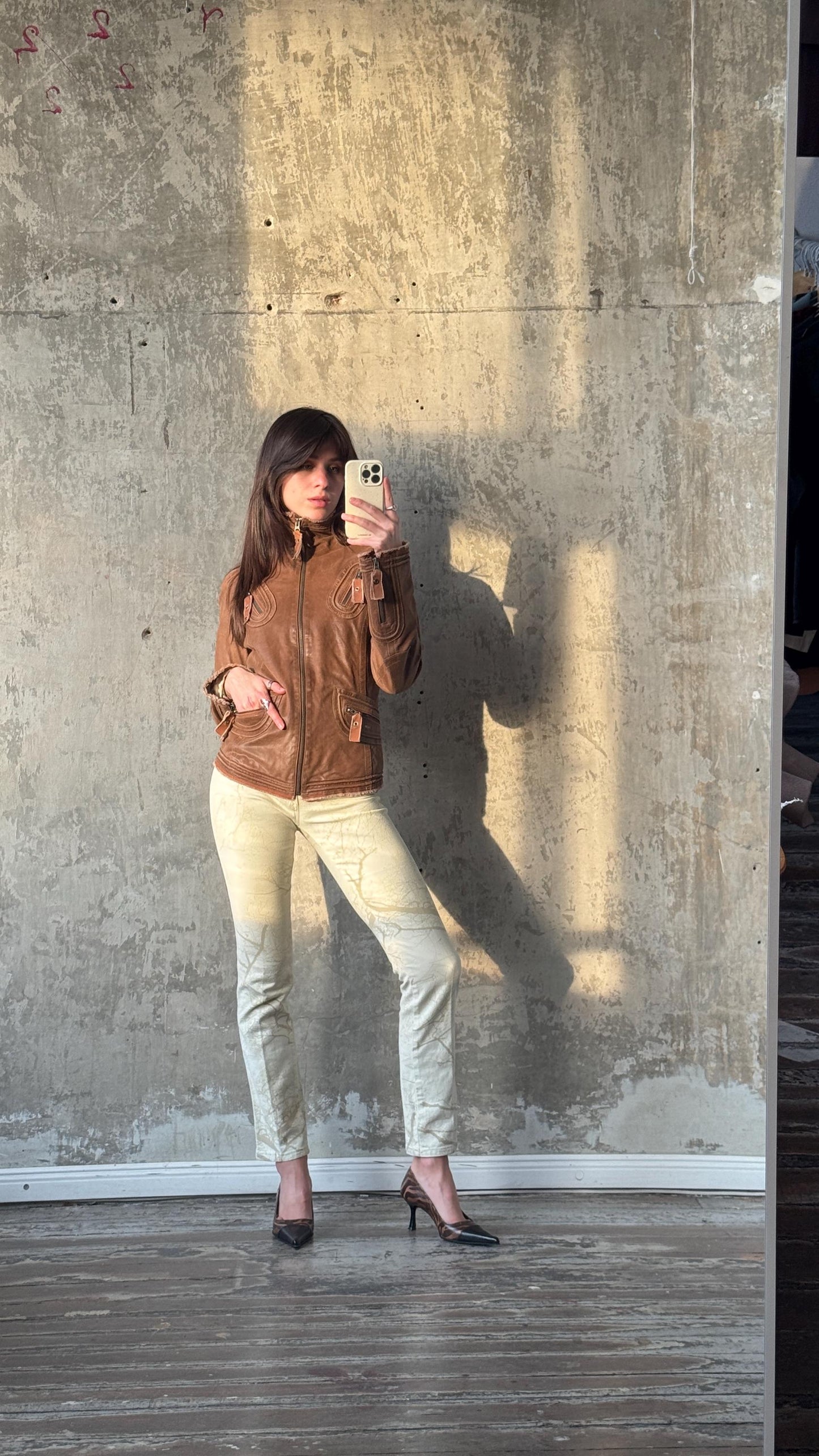 Vintage Roberto Cavalli 2000s cream paisley print jeans