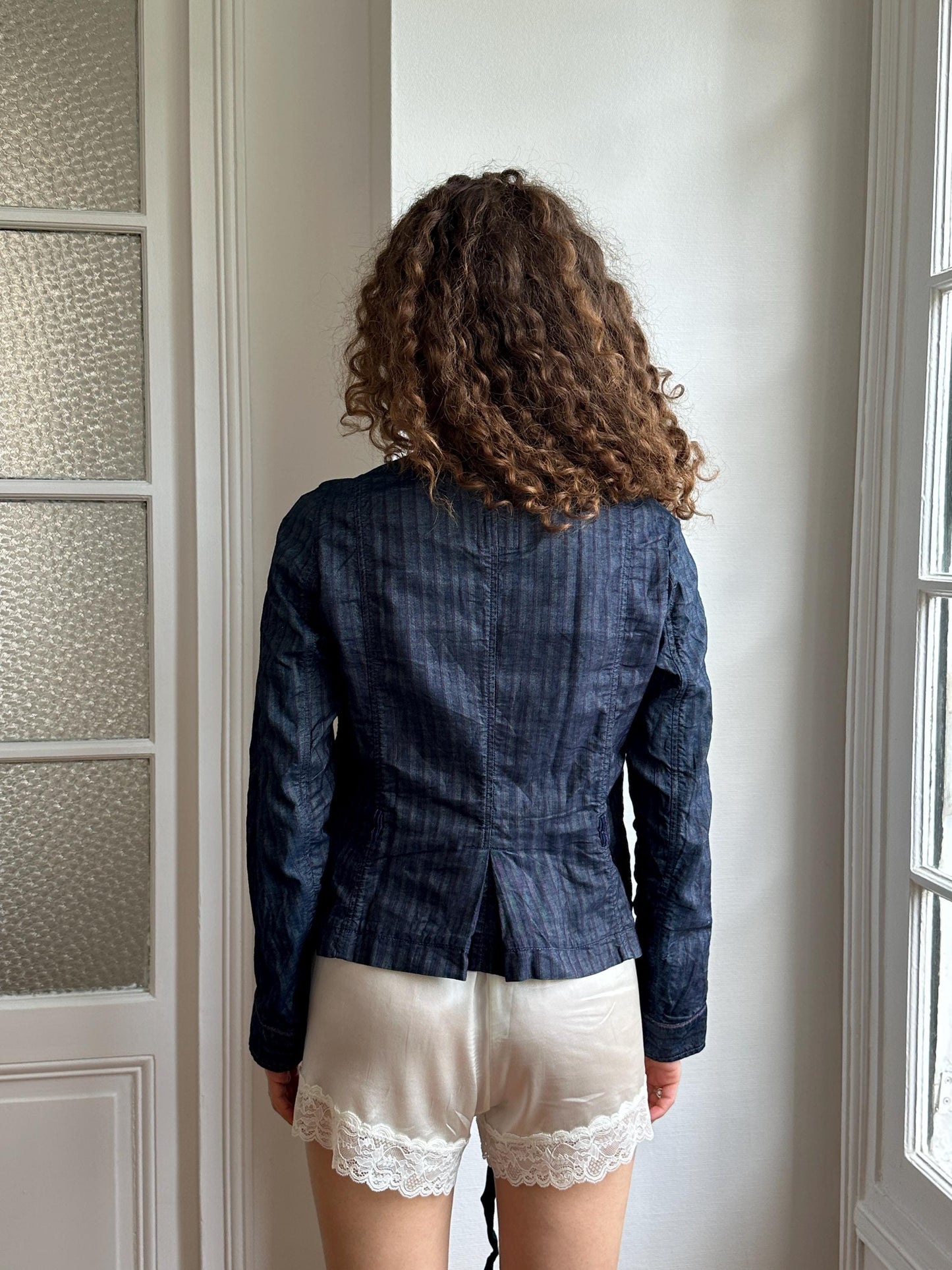 Vintage Y2K Marithé + François Girbaud Dark Denim Lace-Up Jacket