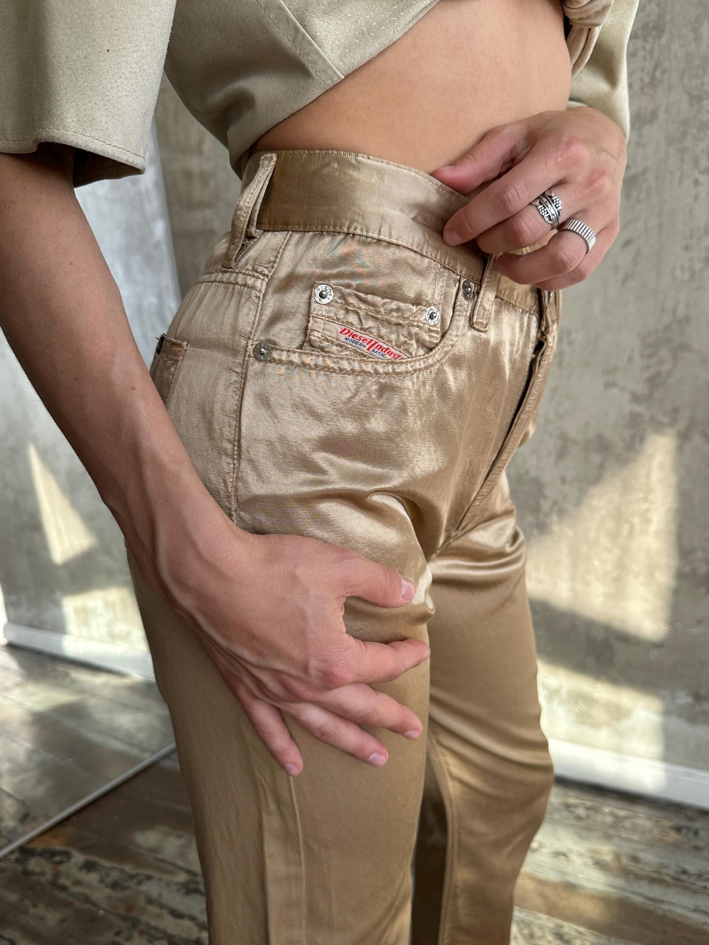 Vintage Diesel Straight Leg Gold Trousers I Waist 28