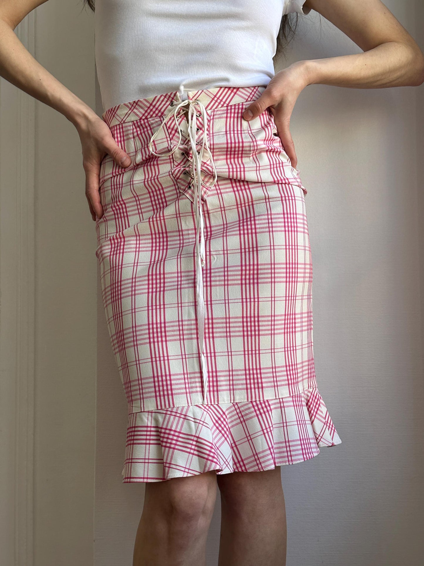 Vintage Moschino Cheap & Chic Pink Plaid Skirt