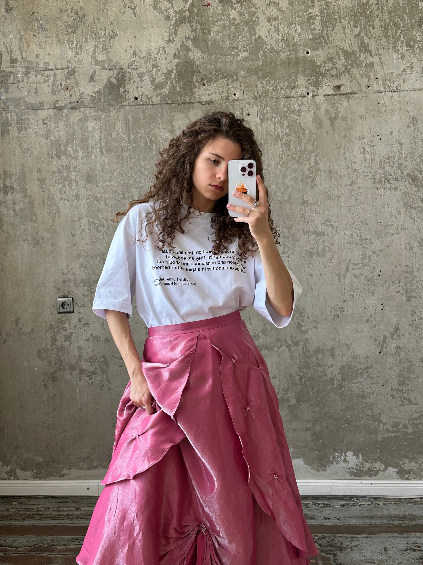 Oversized unisex printed cotton t-shirt in white