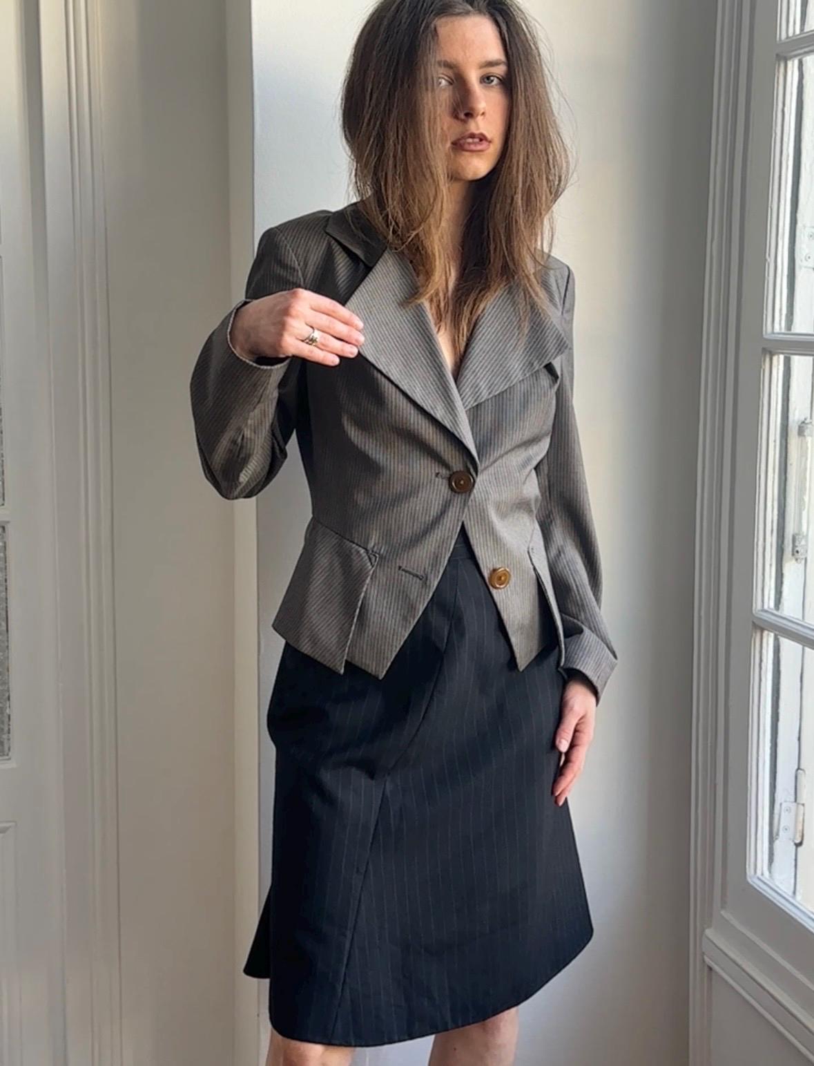 Vivienne Westwood Red Label Vintage Wool Pin Stripe Blazer in Grey