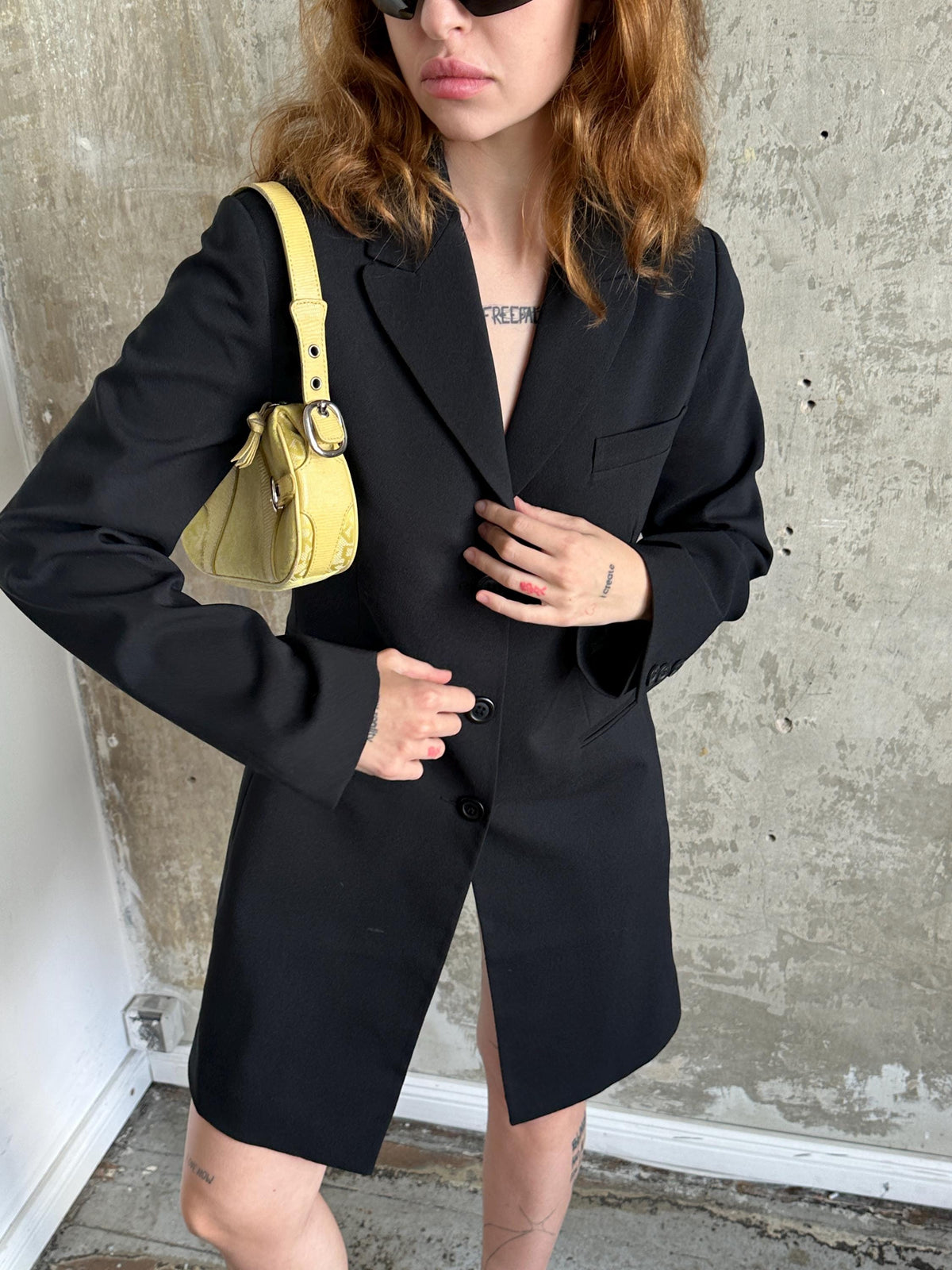 Vintage Black Fitted Blazer | Longline Hourglass Jacket