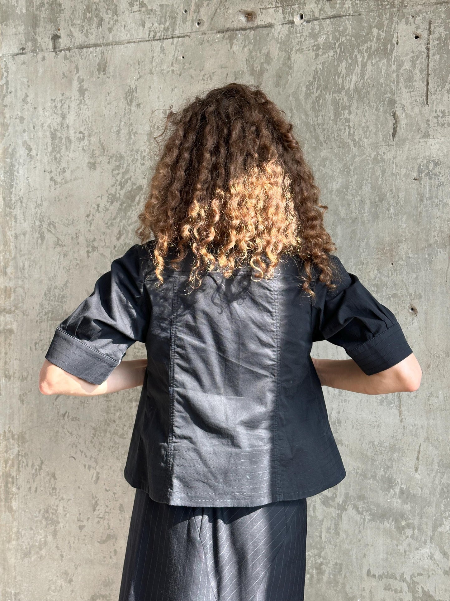 Vintage Sonia Rykiel Black Cotton Jacket | French Designer Cropped Coat