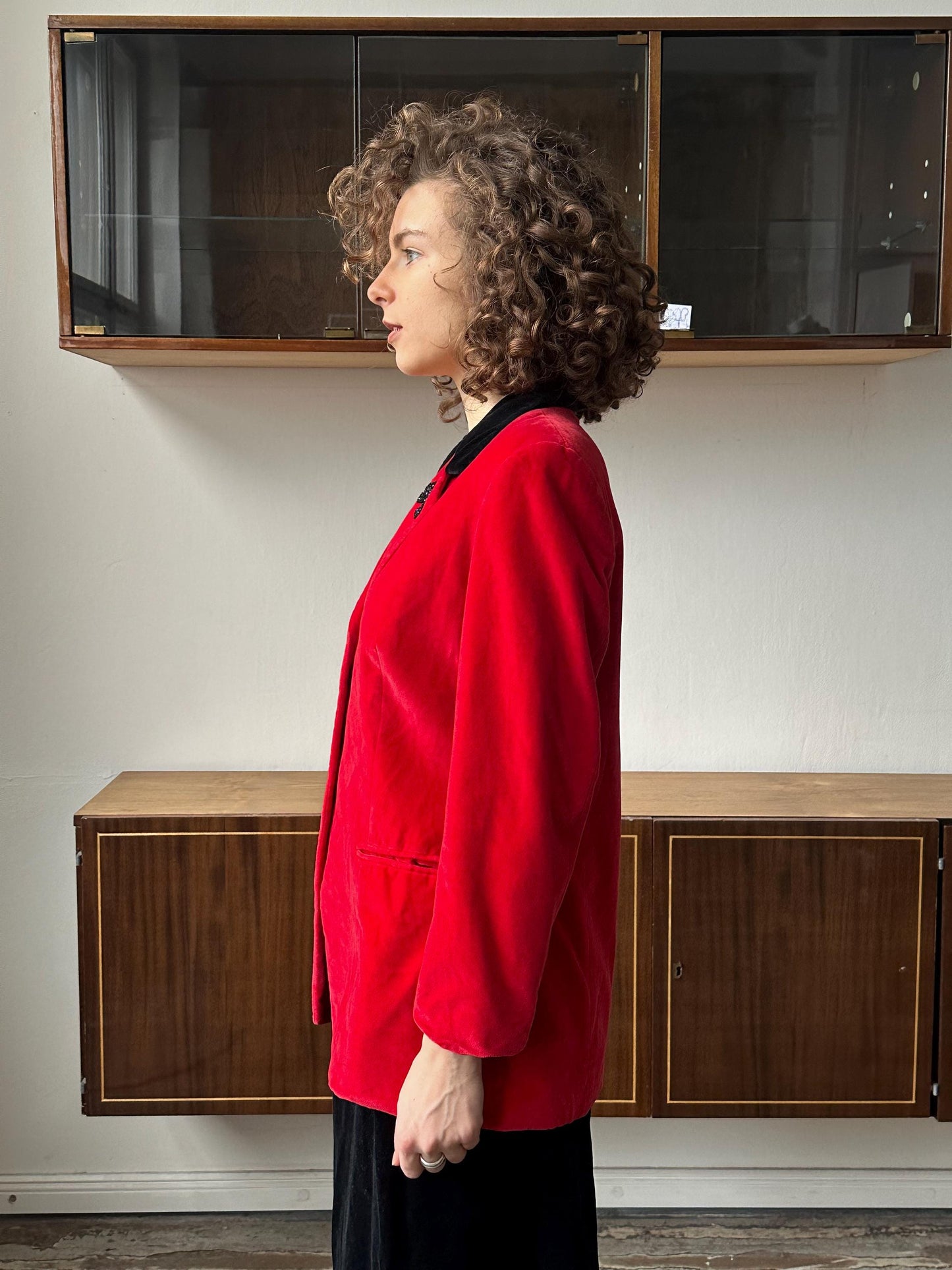 Vintage BLUMARINE La Folie velvet blazer in red