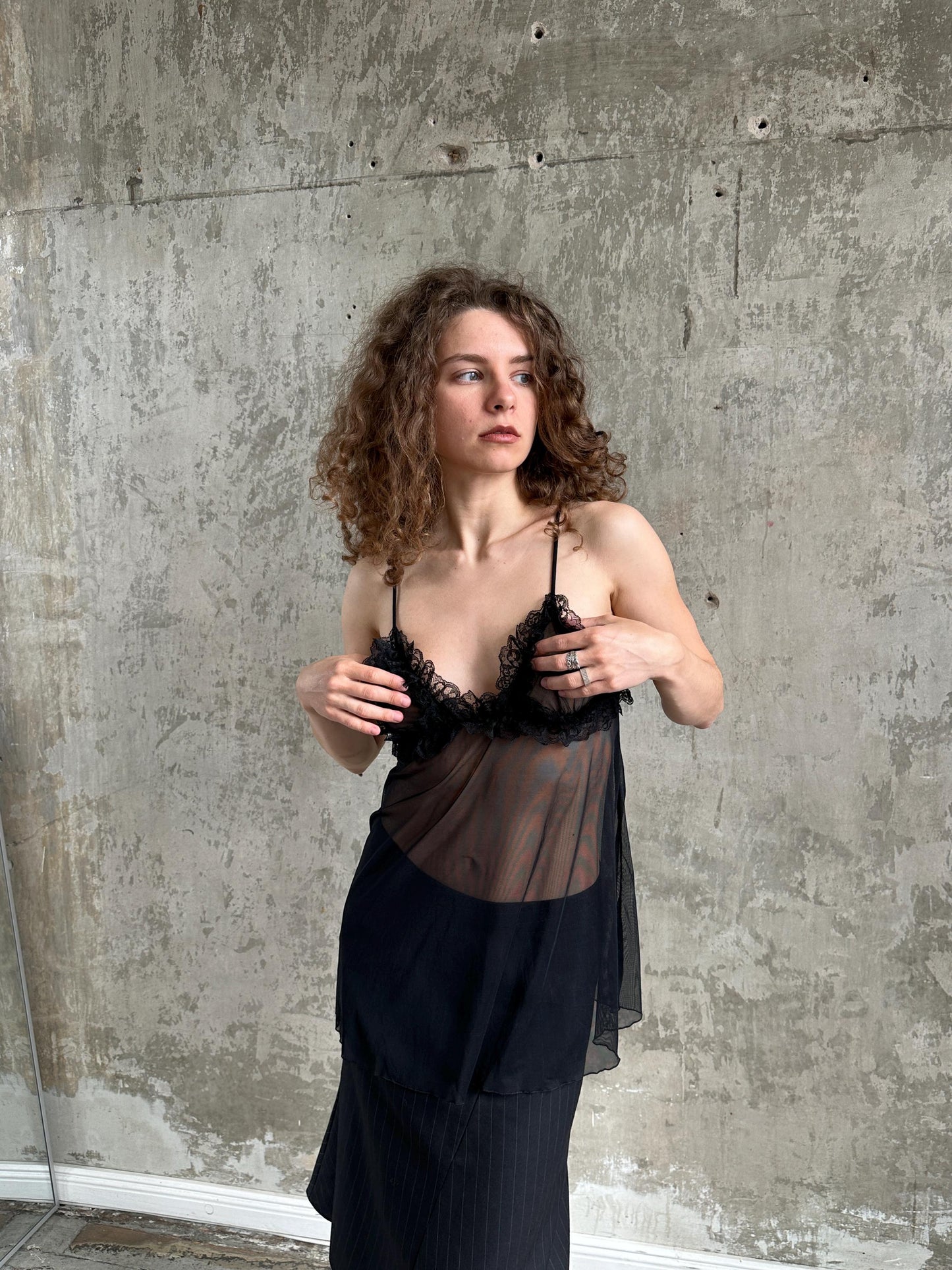 Vintage La Perla Black Sheer Lace Camisole