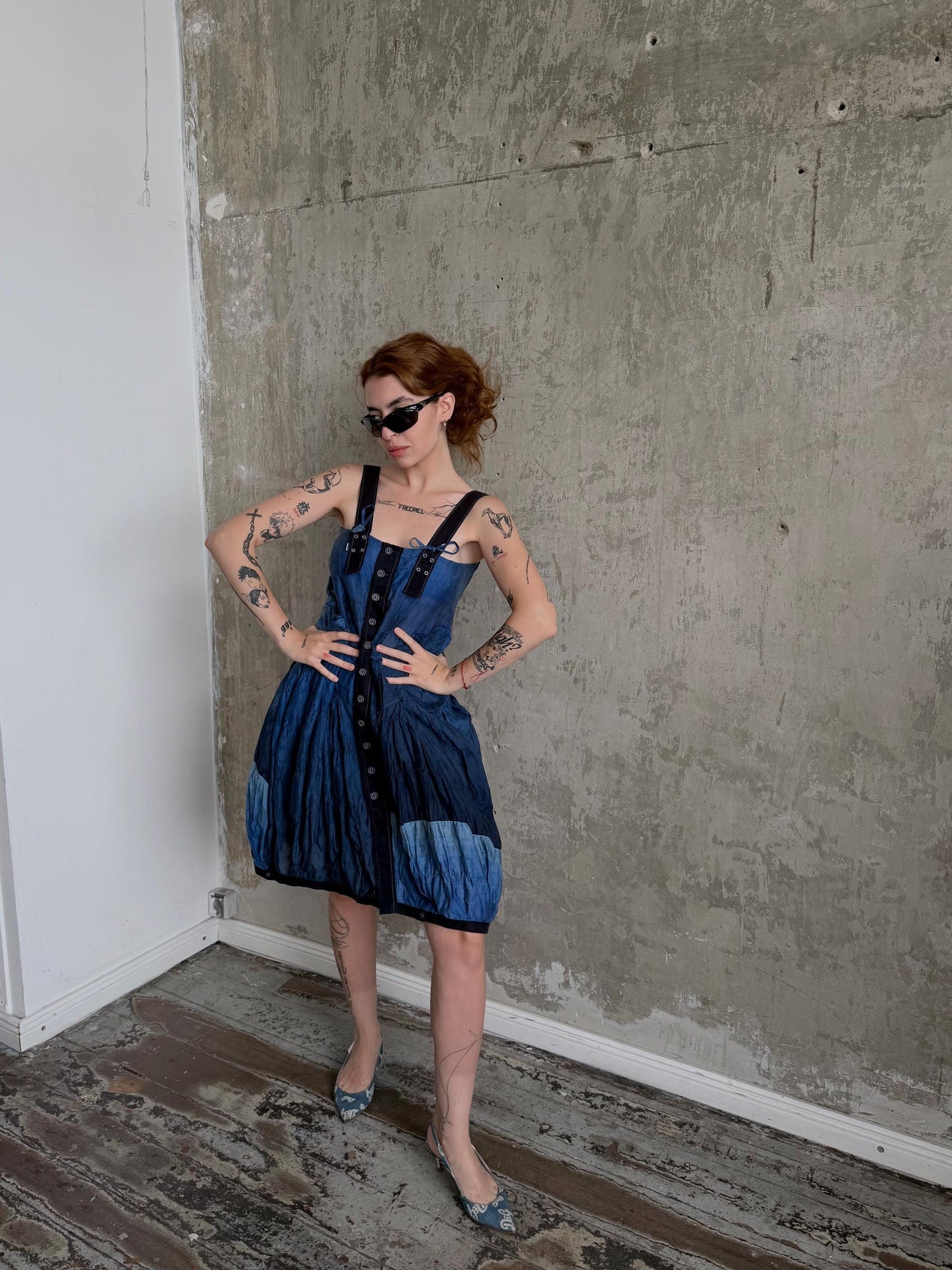 Vintage Jean de Marithé + François Girbaud Avant Garde Utility Dress in Blue